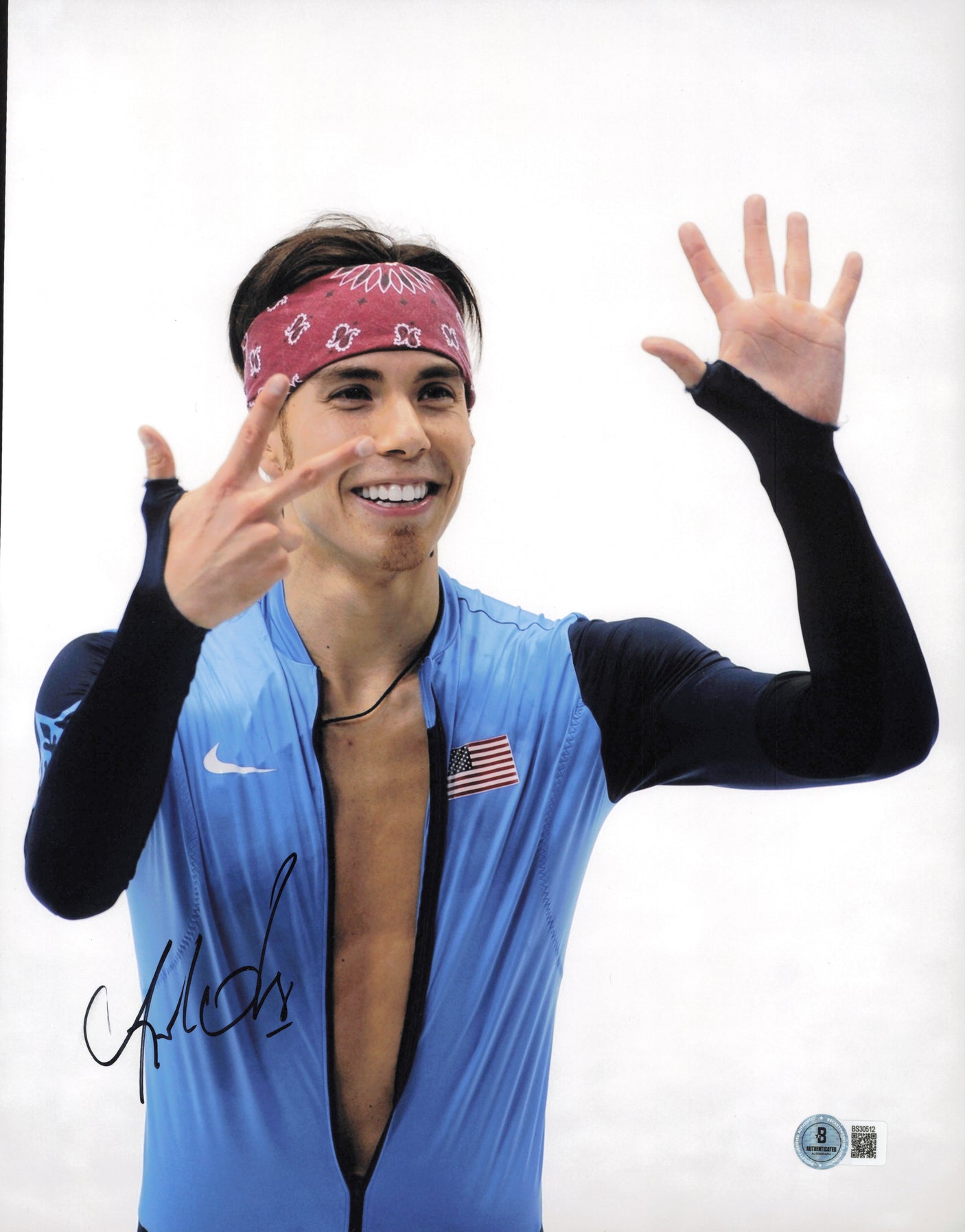 Apolo Anton Ohno Autographed 11x14 Photo Team USA Beckett BAS QR #BS30512