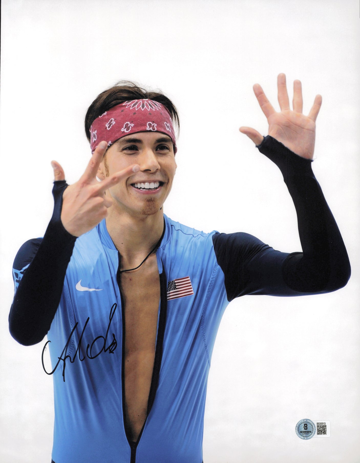 Apolo Anton Ohno Autographed 11x14 Photo Team USA Beckett BAS QR #BS30513