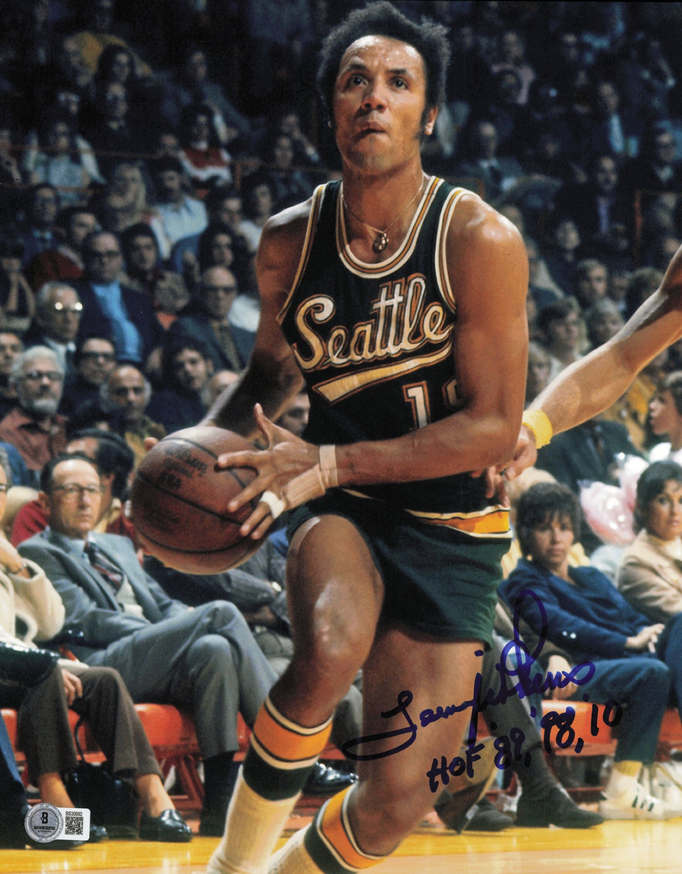 Lenny Wilkens Autographed 11x14 Photo Seattle Supersonics "HOF 89,98,10" Beckett BAS QR #SB30692