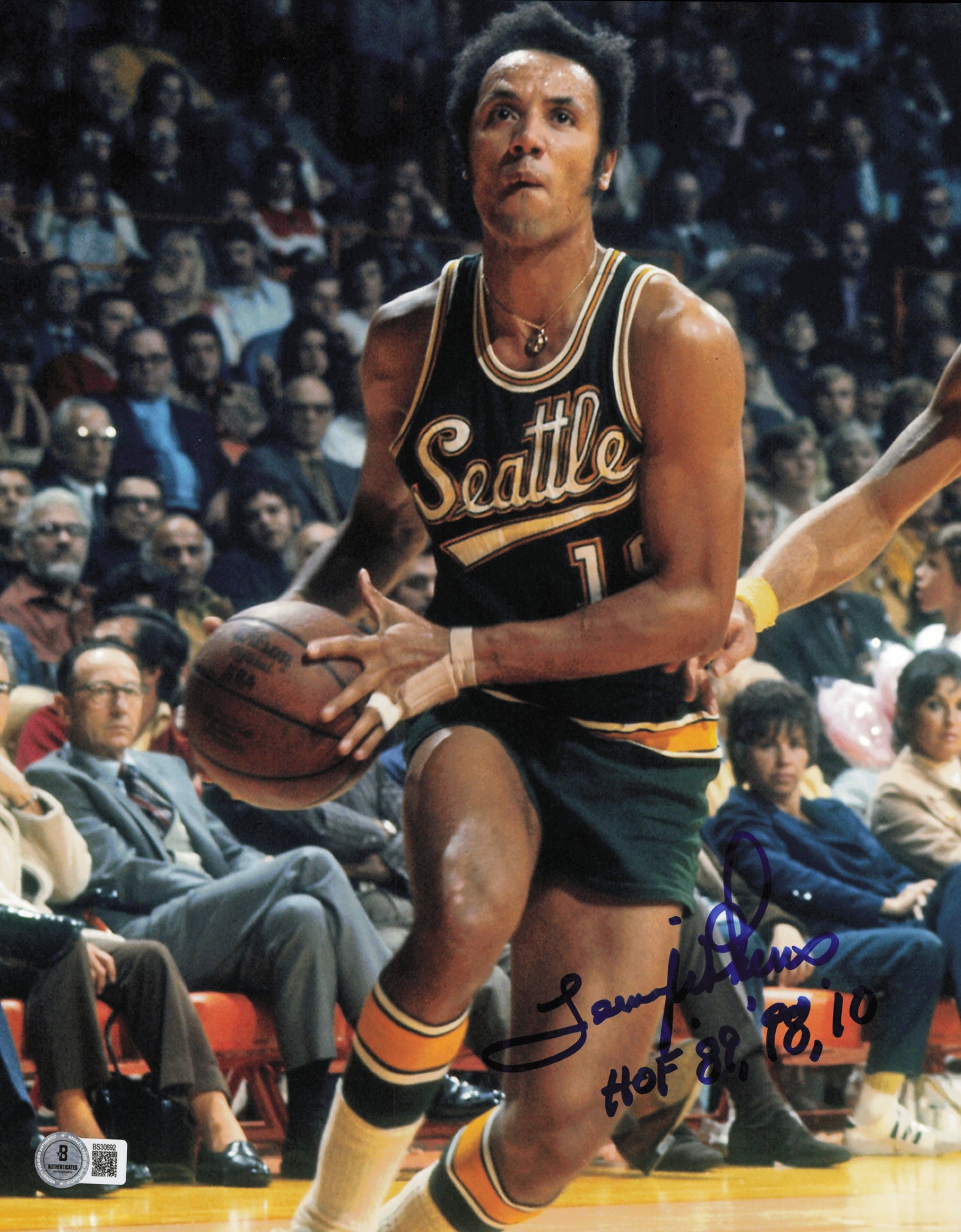 Lenny Wilkens Autographed 11x14 Photo Seattle Supersonics "HOF 89,98,10" Beckett BAS QR #SB30692