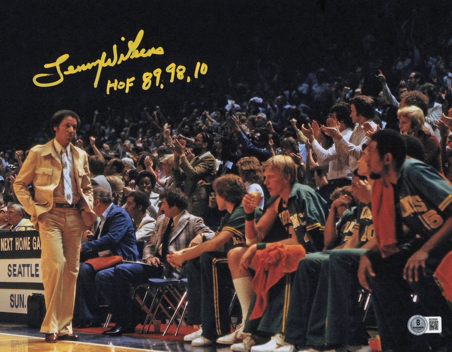 Lenny Wilkens Autographed 11x14 Photo Seattle Supersonics "HOF 89,98,10" Beckett BAS QR #SB30699