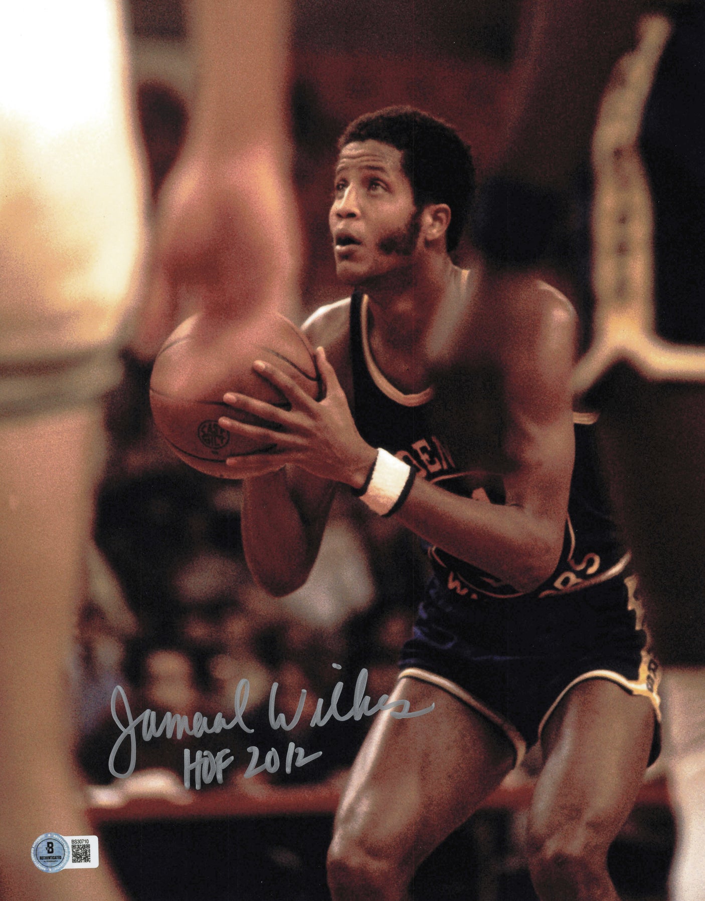 Jamaal Wilkes Autographed 11x14 Photo Golden State Warriors "HOF 2012" Beckett BAS QR #SB30710