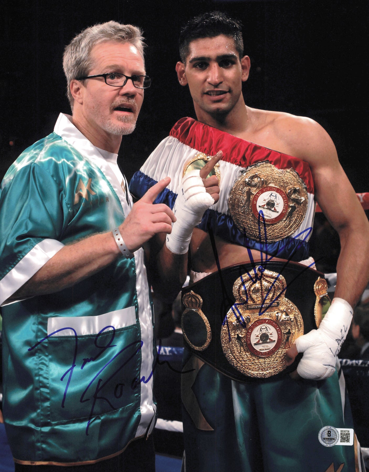 Freddie Roach & Amir Khan Autographed 11x14 Photo Beckett BAS QR #SB30736