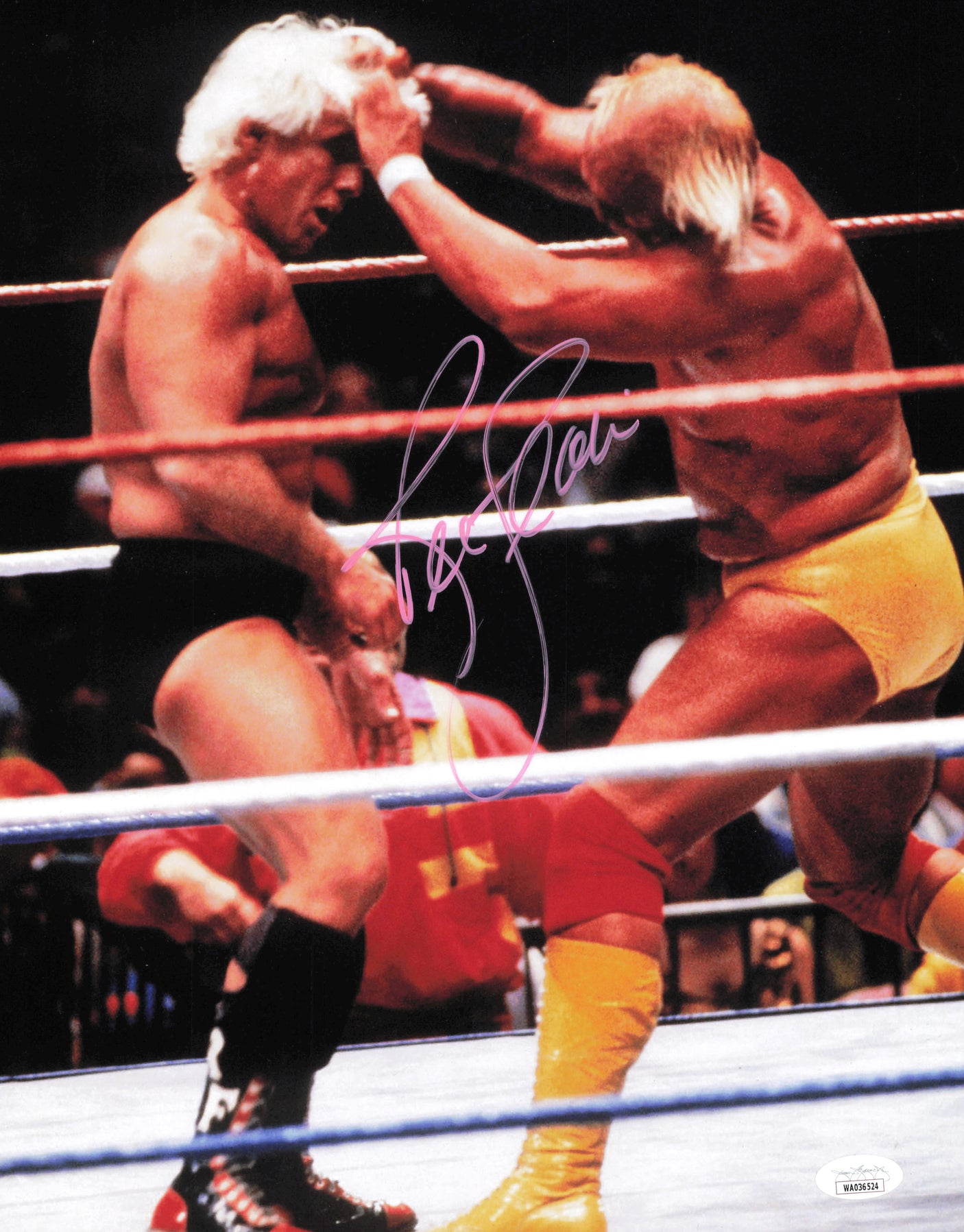 Ric Flair Autographed 11x14 Photo vs. Hulk Hogan JSA #WA036524