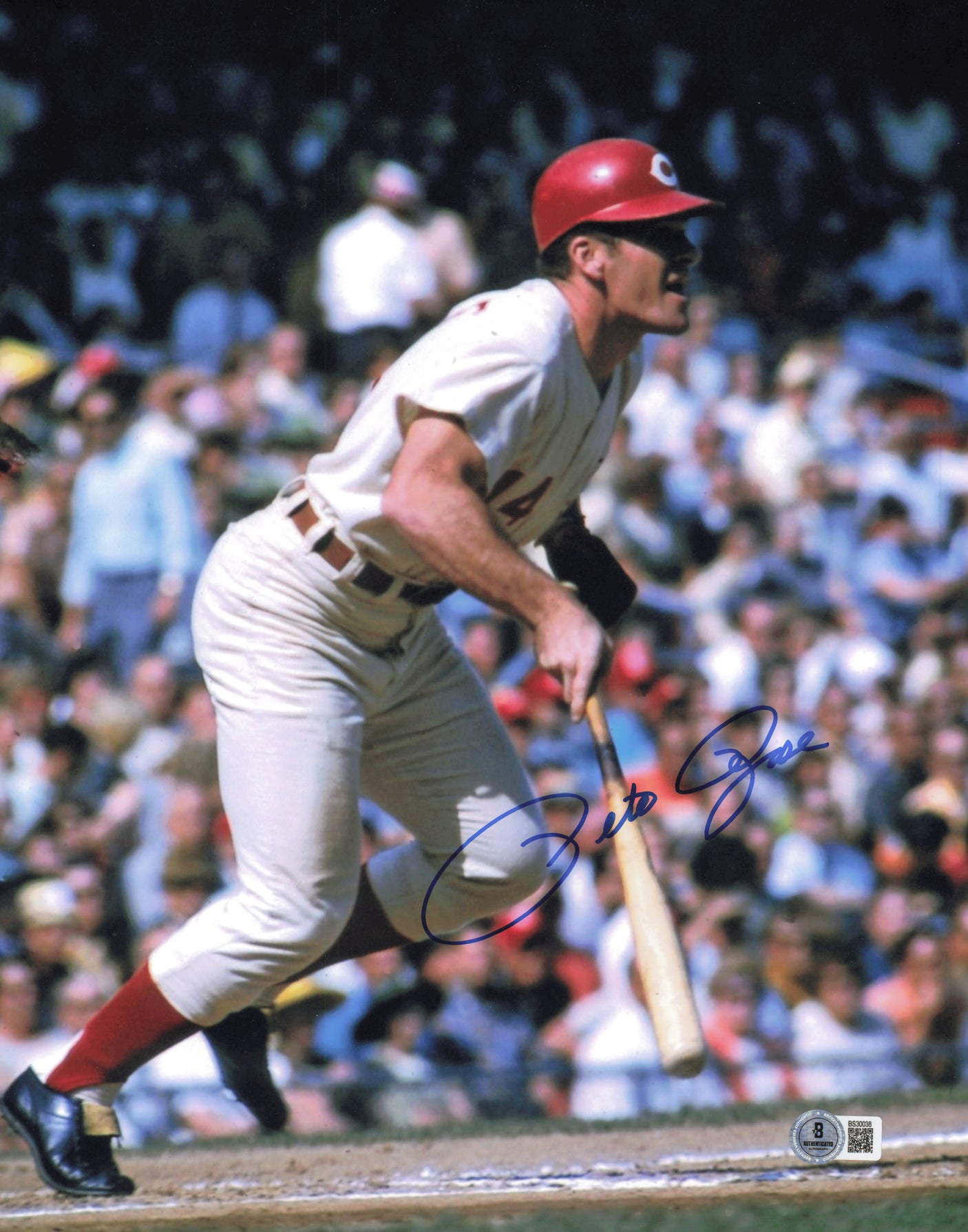 Pete Rose Autographed 11x14 Photo Cincinnati Reds Beckett BAS QR #BS30038