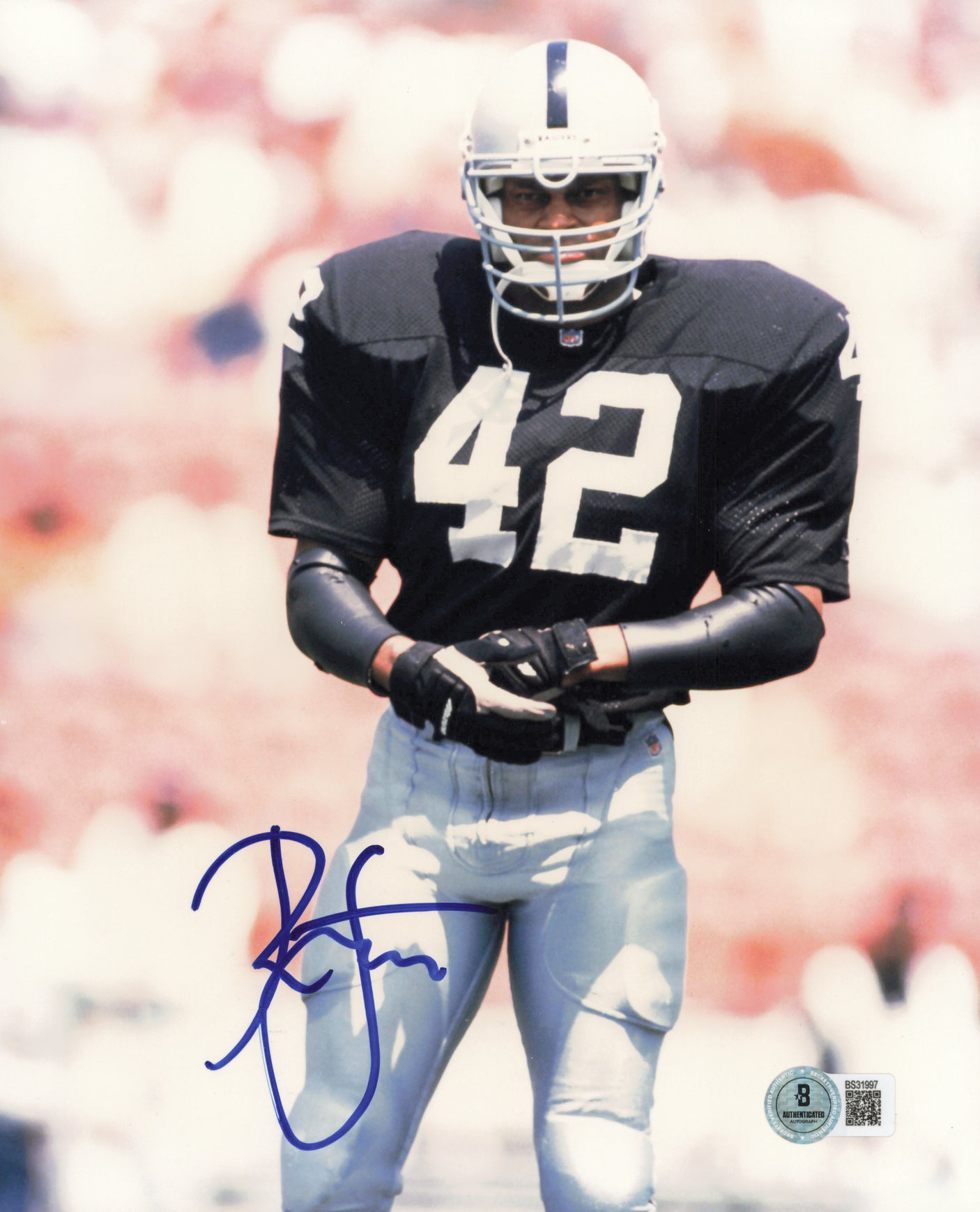 Ronnie Lott Autographed 8x10 Photo Oakland Raiders Beckett BAS QR #BS31997