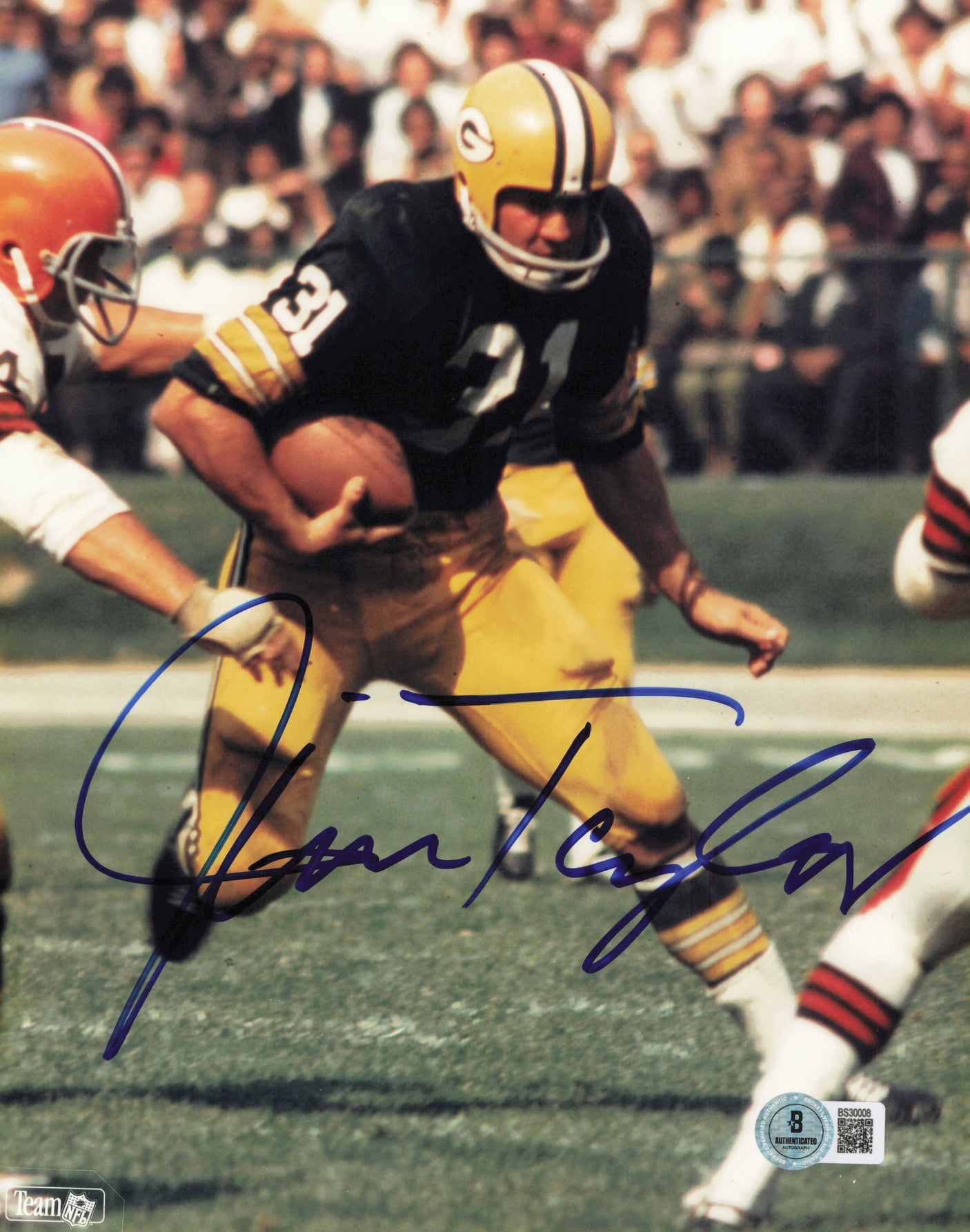 Jim Taylor Autographed 8x10 Photo Green Bay Packers Beckett BAS QR #BS32008