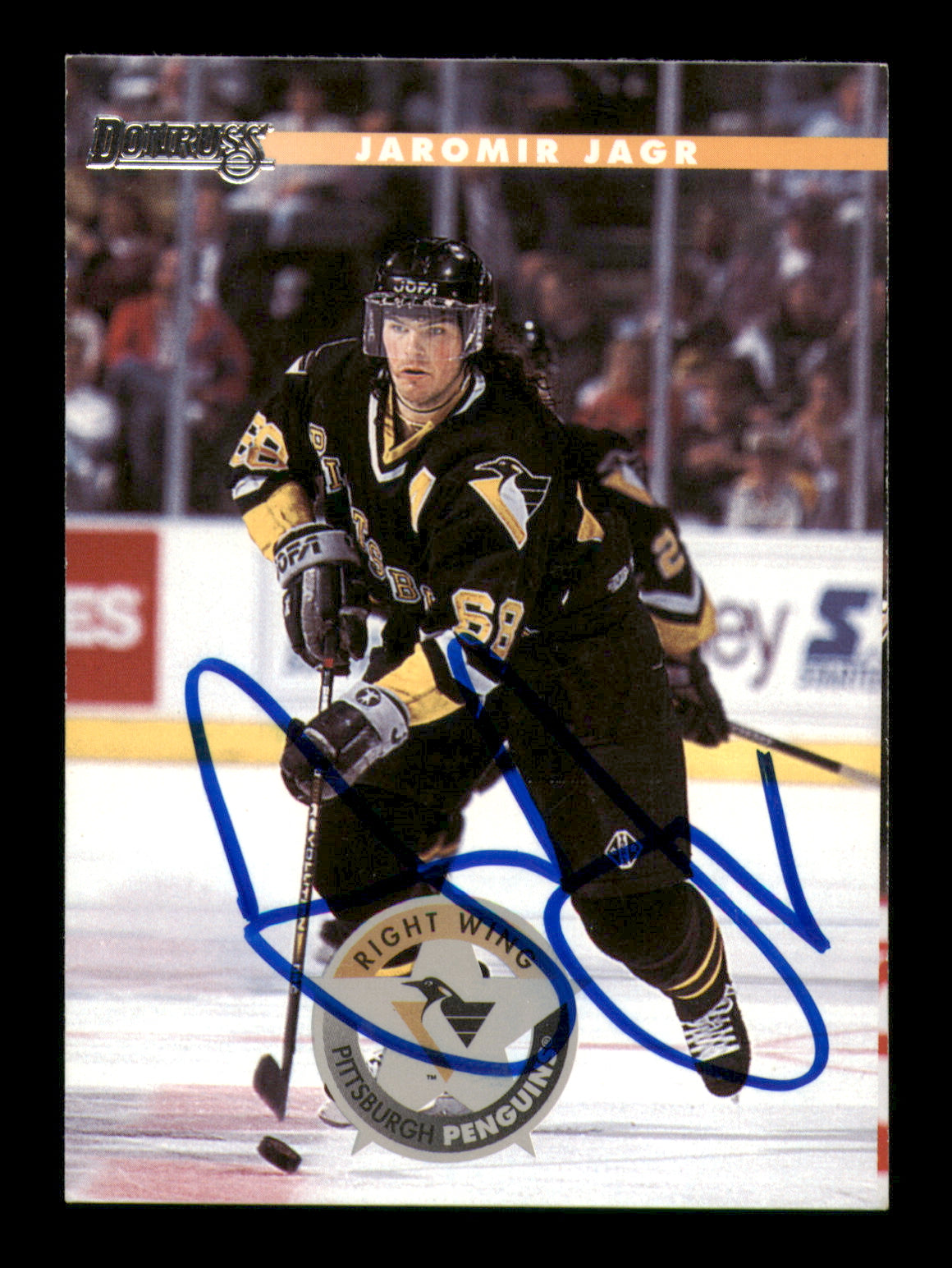 Jaromir Jagr Autographed 1996-97 Donruss Card #43 Pittsburgh Penguins SKU #248123