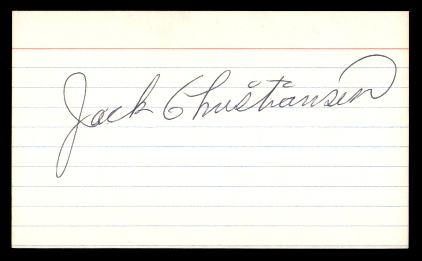 Jack Christiansen Autographed 3x5 Index Card Detroit Lions SKU #248480