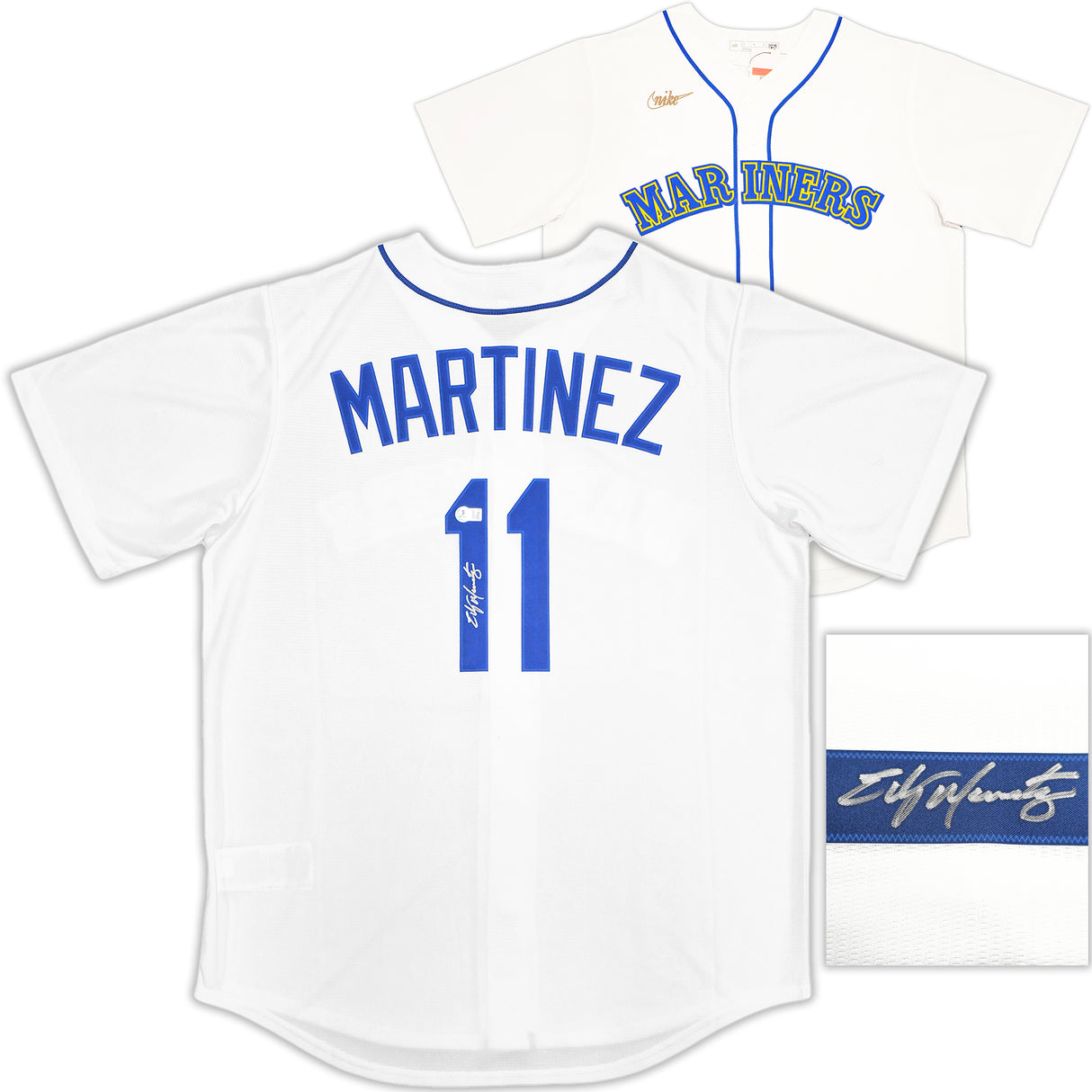 Seattle Mariners Edgar Martinez Autographed White Nike Cooperstown Collection Jersey Size L Beckett BAS Witness Stock #230595