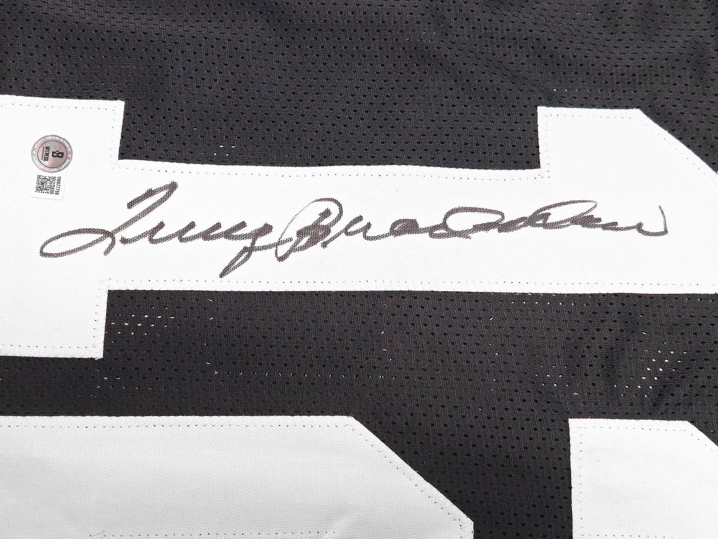 Pittsburgh Steelers Terry Bradshaw Autographed Black Jersey Beckett BAS Witness Stock #230649