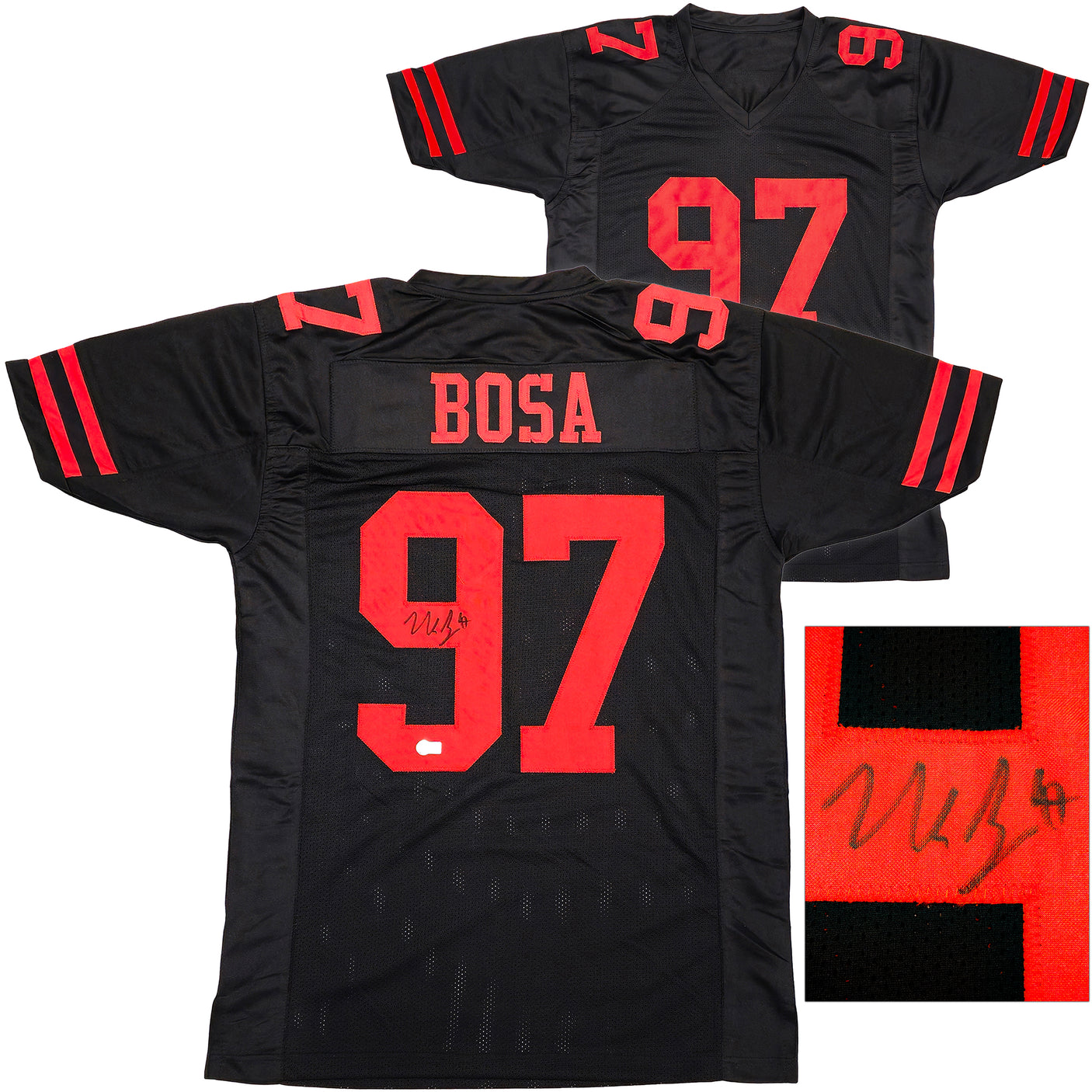 San Francisco 49ers Nick Bosa Autographed Black Jersey Beckett BAS Witness Stock #230700