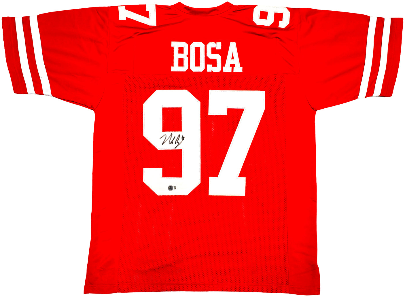 San Francisco 49ers Nick Bosa Autographed Red Jersey Beckett BAS Witness Stock #230698