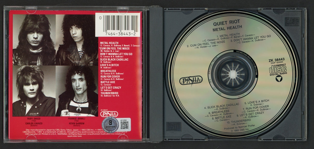 Quiet Riot Autographed Metal Health CD Cover With 4 Signatures Including Kevin DuBrow Beckett BAS #AE16581