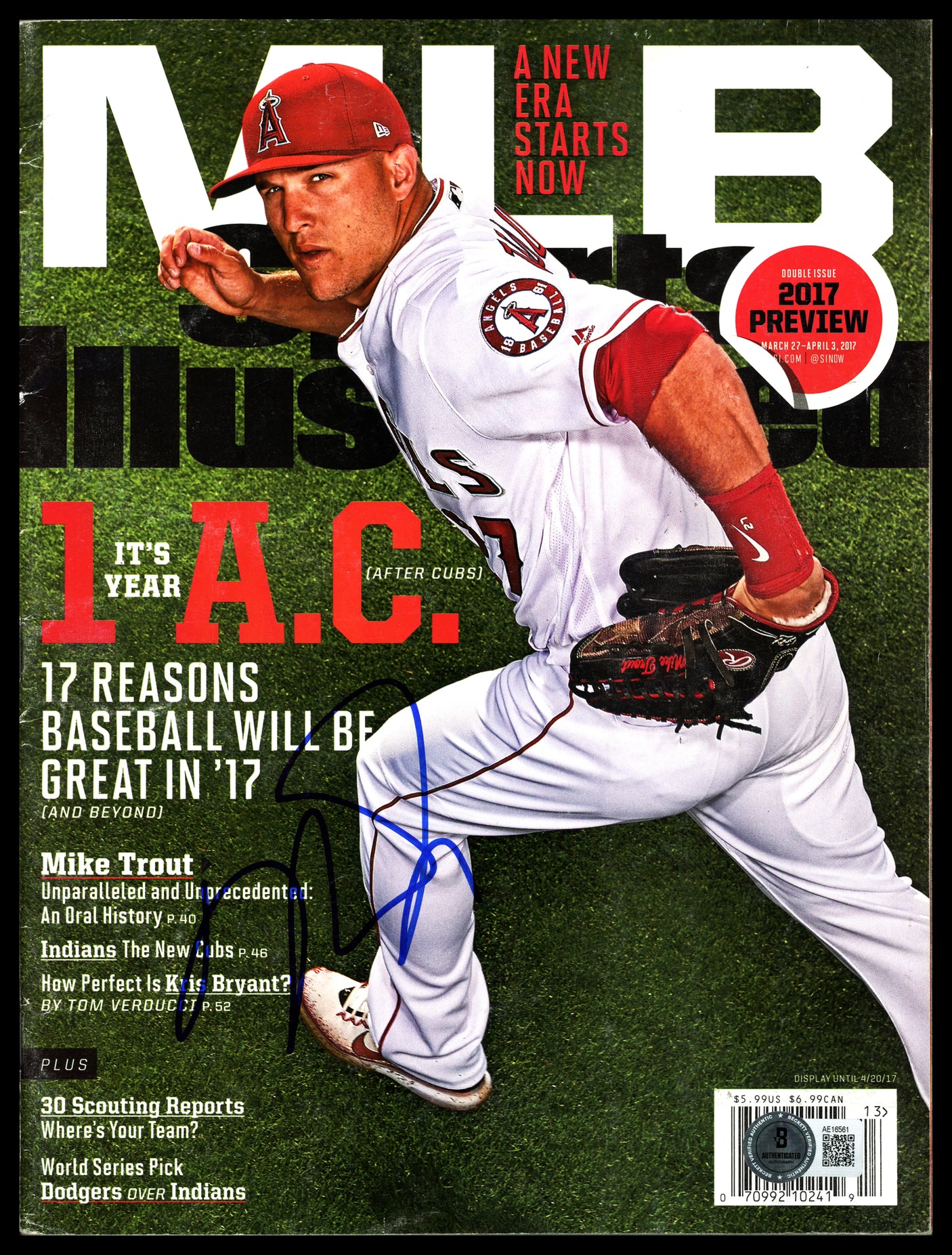 Mike Trout Autographed Sports Illustrated California Angels Beckett BAS #AE16561
