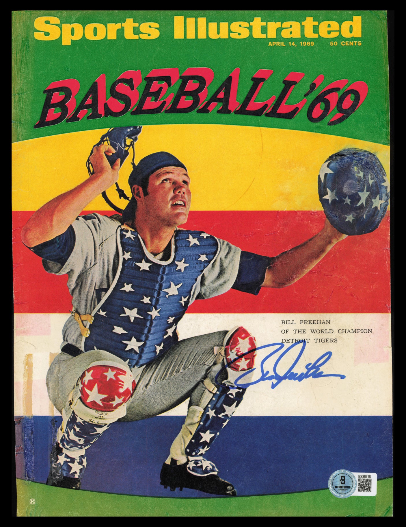 Bill Freehan Autographed Sports Illustrated Cover Detroit Tigers Beckett BAS QR #BS36716
