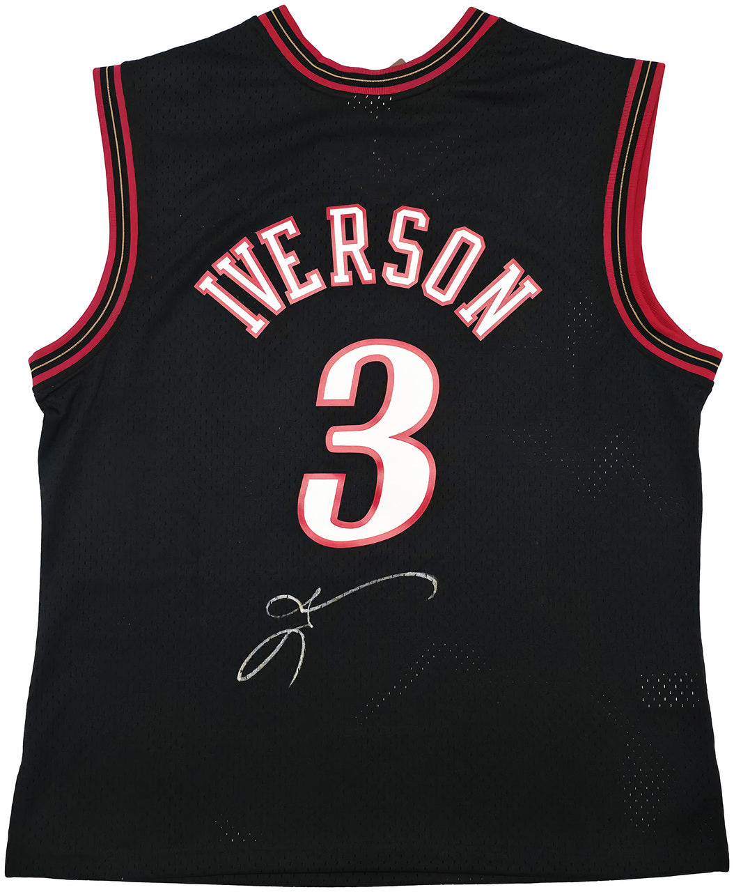Philadelphia 76ers Allen Iverson Autographed Black Authentic Mitchell & Ness 2000-01 HWC Swingman Jersey Size XL Beckett BAS Witness Stock #245731
