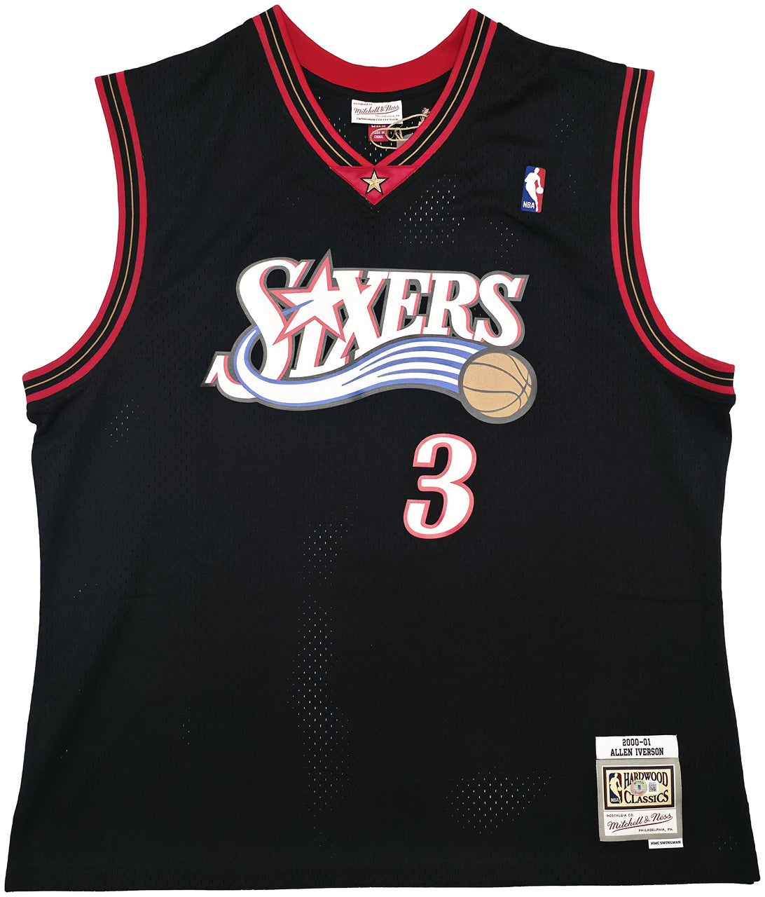 Philadelphia 76ers Allen Iverson Autographed Black Authentic Mitchell & Ness 2000-01 HWC Swingman Jersey Size 2XL Beckett BAS Witness Stock #245734