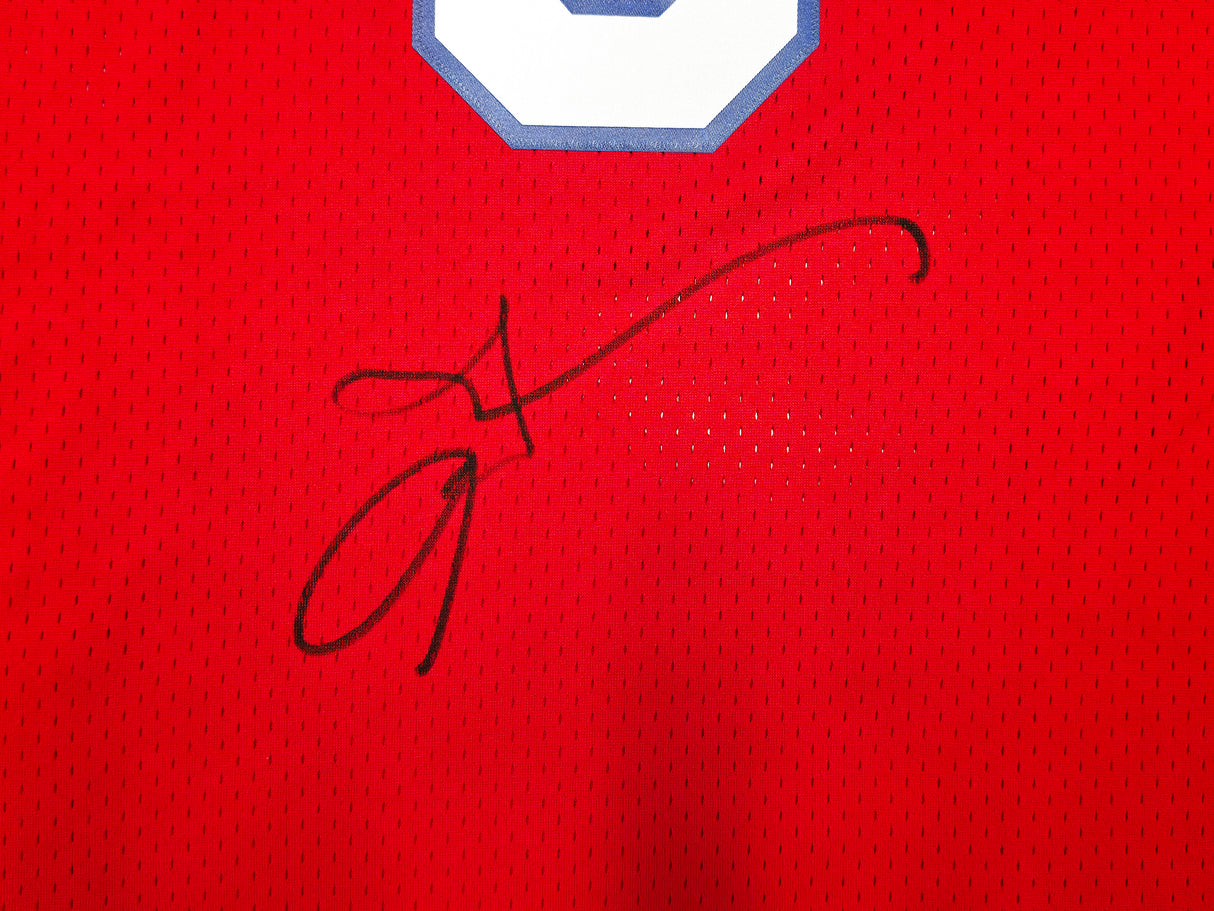 Philadelphia 76ers Allen Iverson Autographed Red Authentic Mitchell & Ness 2002-03 HWC Swingman Jersey Size XL Beckett BAS Witness Stock #245736
