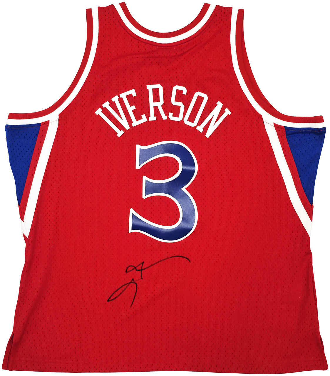 Philadelphia 76ers Allen Iverson Autographed Red Authentic Mitchell & Ness 1996-97 HWC Swingman Jersey Size 2XL Beckett BAS Witness Stock #245739