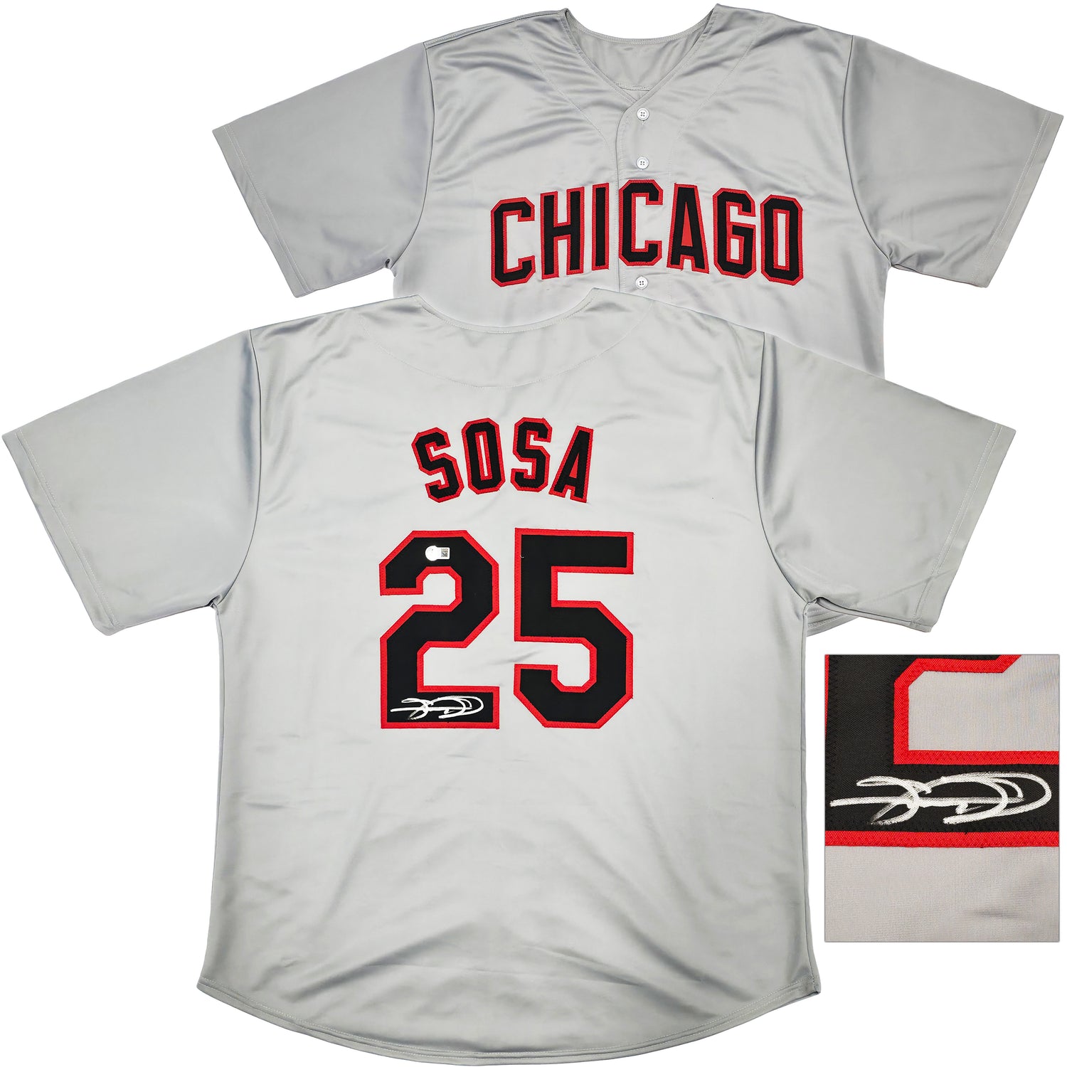 Chicago White Sox Sammy Sosa Autographed Gray Jersey Beckett BAS Witness Stock #245741
