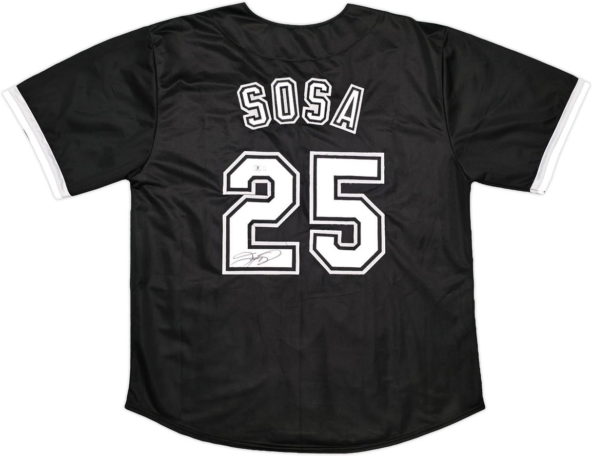 Chicago White Sox Sammy Sosa Autographed Black Jersey Beckett BAS Witness Stock #245740