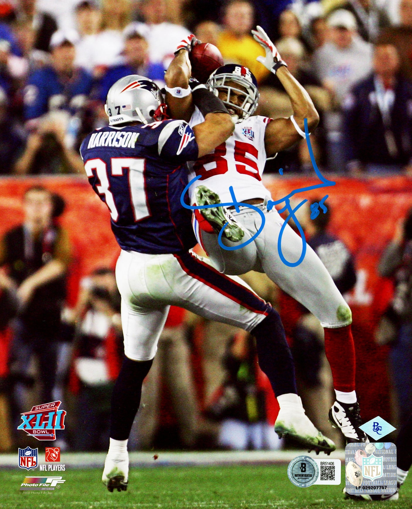 David Tyree Autographed 8x10 Photo New York Giants Super Bowl XLII Helmet Catch Beckett BAS QR Stock #247914