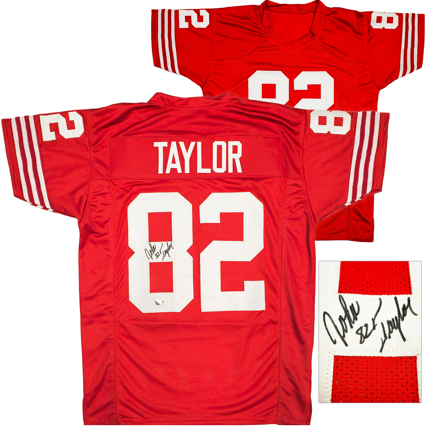 San Francisco 49ers John Taylor Autographed Red Jersey Beckett BAS Witness Stock #232607