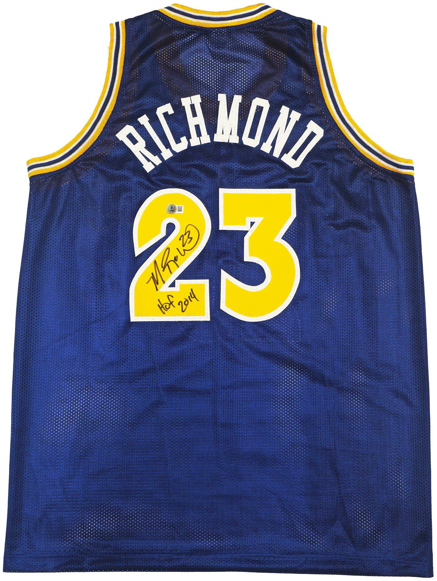 Golden State Warriors Mitch Richmond Autographed Blue Jersey "HOF 2014" Beckett BAS Witness Stock #232588