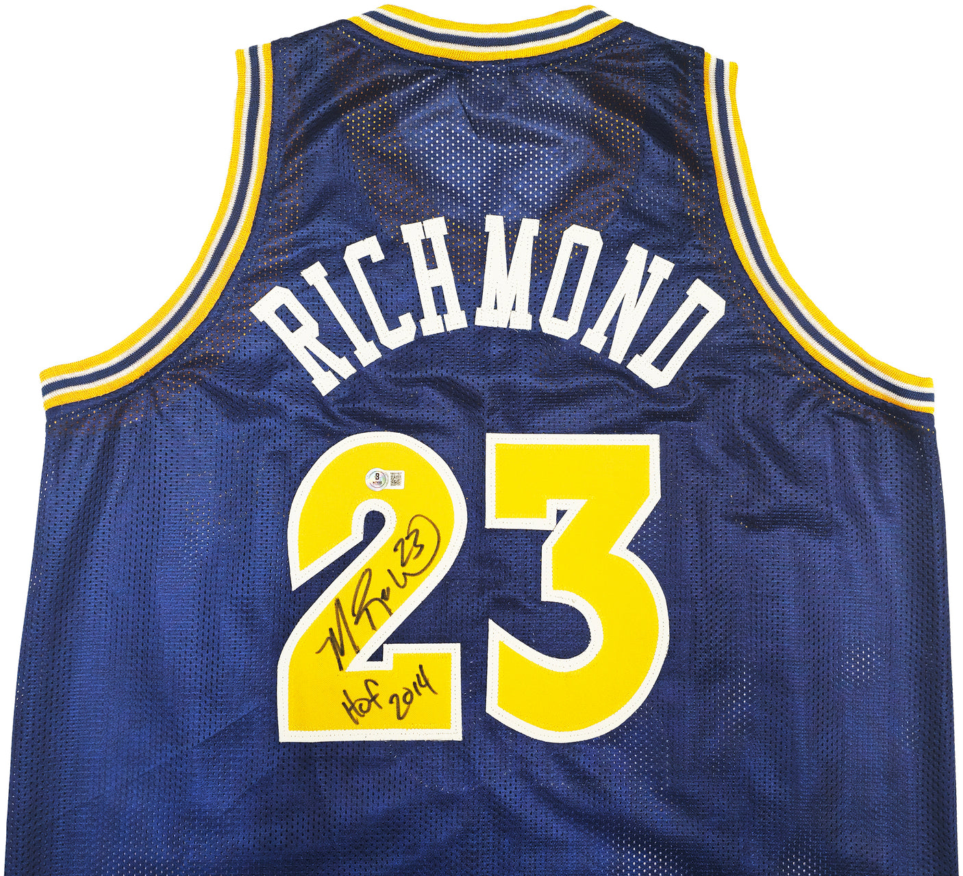 Golden State Warriors Mitch Richmond Autographed Blue Jersey "HOF 2014" Beckett BAS Witness Stock #232588