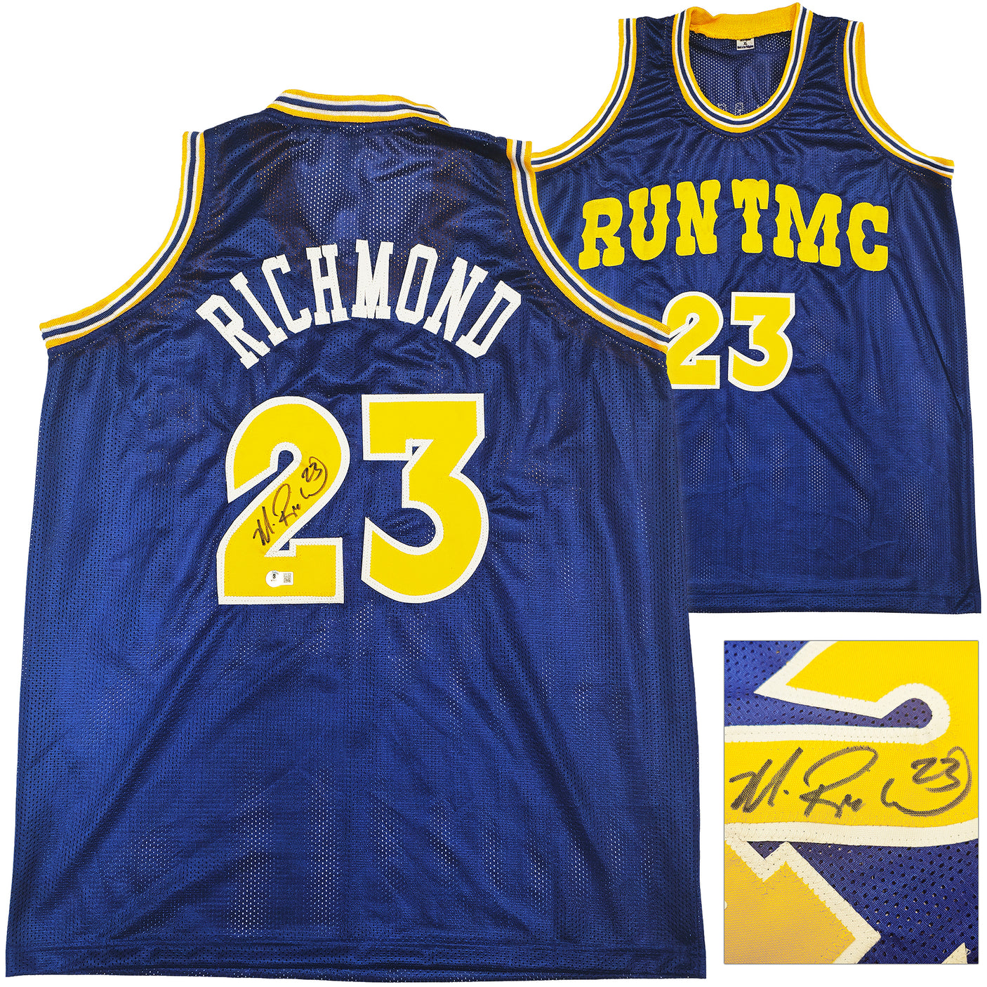 Golden State Warriors Mitch Richmond Autographed Blue Jersey Beckett BAS Witness Stock #232587