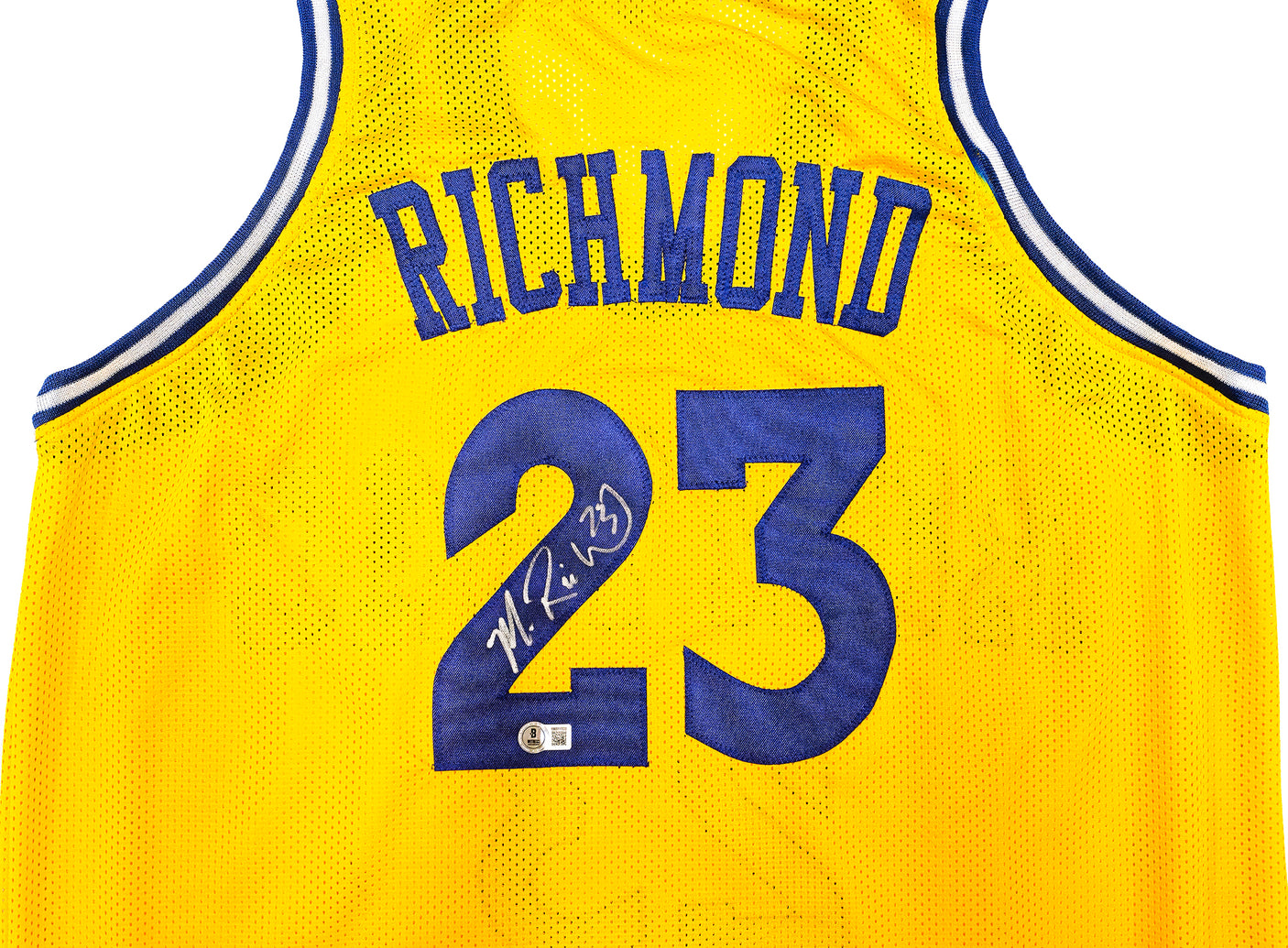 Golden State Warriors Mitch Richmond Autographed Yellow Jersey Beckett BAS Witness Stock #232589