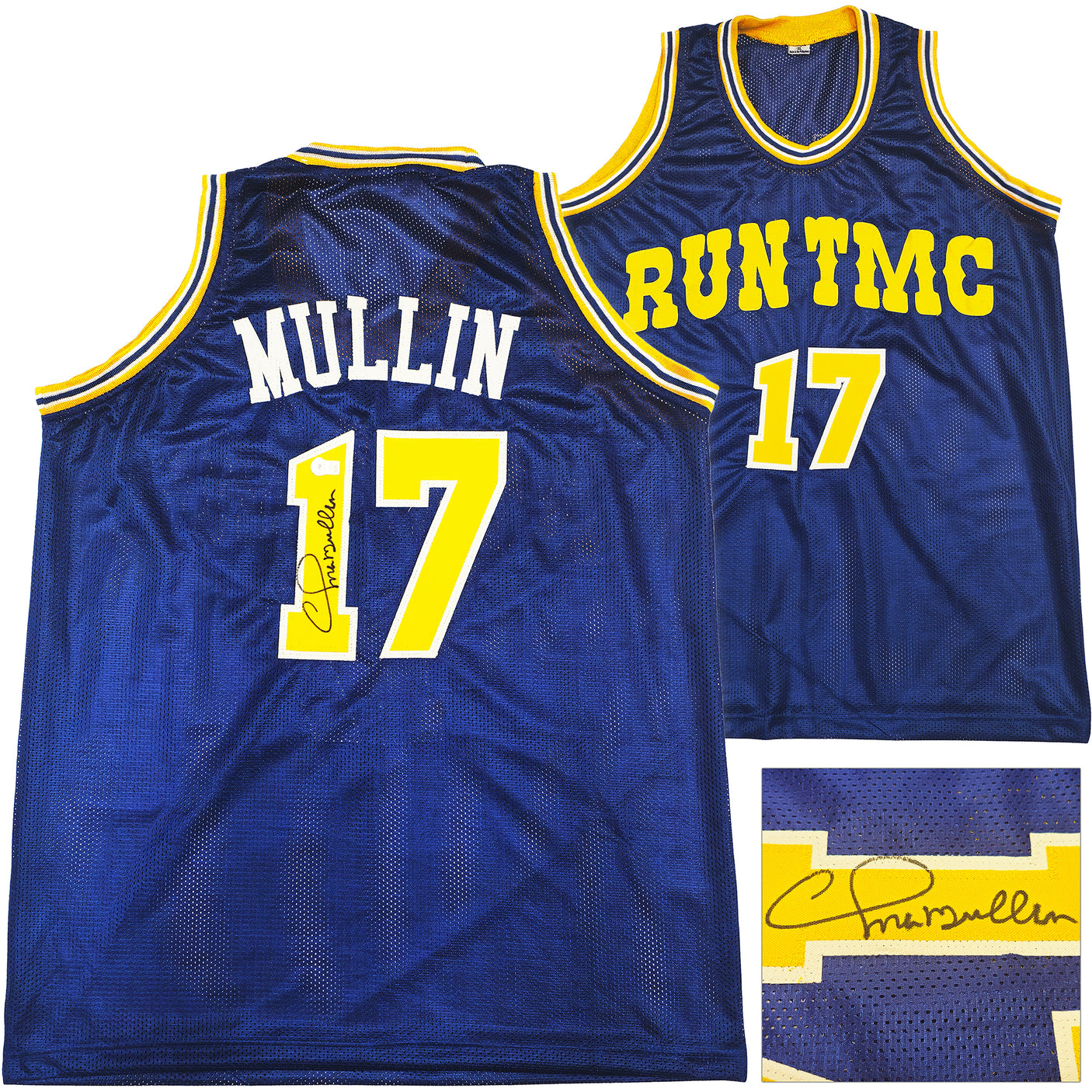 Golden State Warriors Chris Mullin Autographed Blue Jersey Beckett BAS Witness Stock #232591