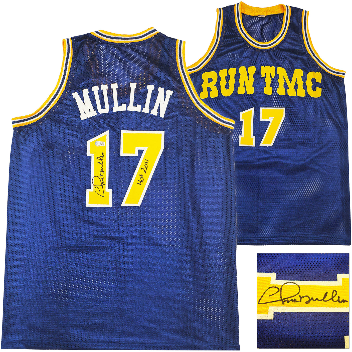 Golden State Warriors Chris Mullin Autographed Blue Jersey "HOF 2011" Beckett BAS Witness Stock #232592