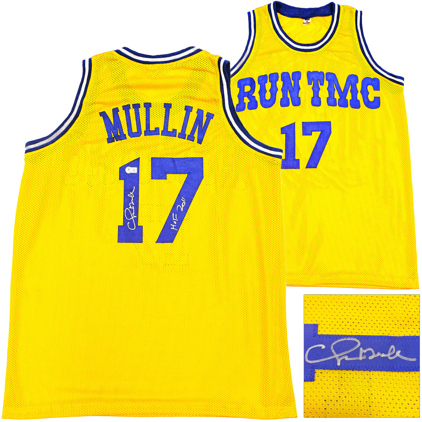 Golden State Warriors Chris Mullin Autographed Yellow Jersey "HOF 2011" Beckett BAS Witness Stock #232594