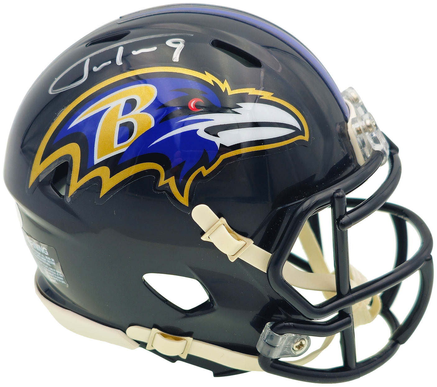 Justin Tucker Autographed Baltimore Ravens Black Speed Mini Helmet JSA Stock #232734