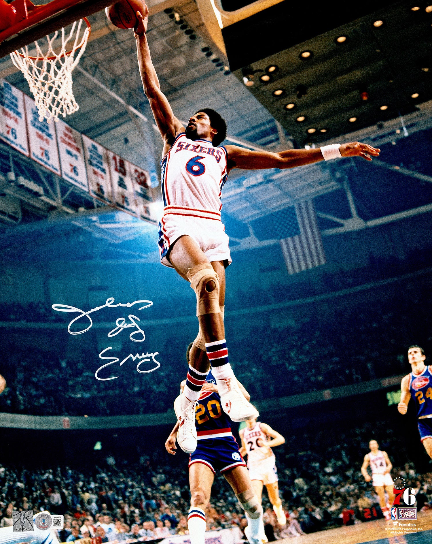 Julius "Dr. J" Erving Autographed 16x20 Photo Philadelphia 76ers Beckett BAS Witness Stock #232709