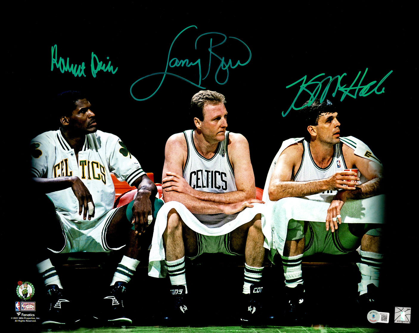 Larry Bird, Kevin McHale & Robert Parrish Autographed 16x20 Photo Boston Celtics Beckett BAS Witness Stock #232713