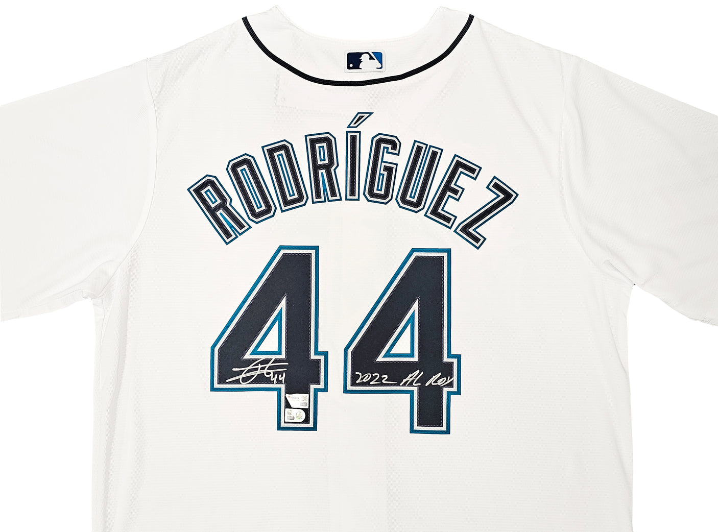 Seattle Mariners Julio Rodriguez Autographed White Nike Jersey Size L "2022 AL ROY" Fanatics Holo Stock #216020