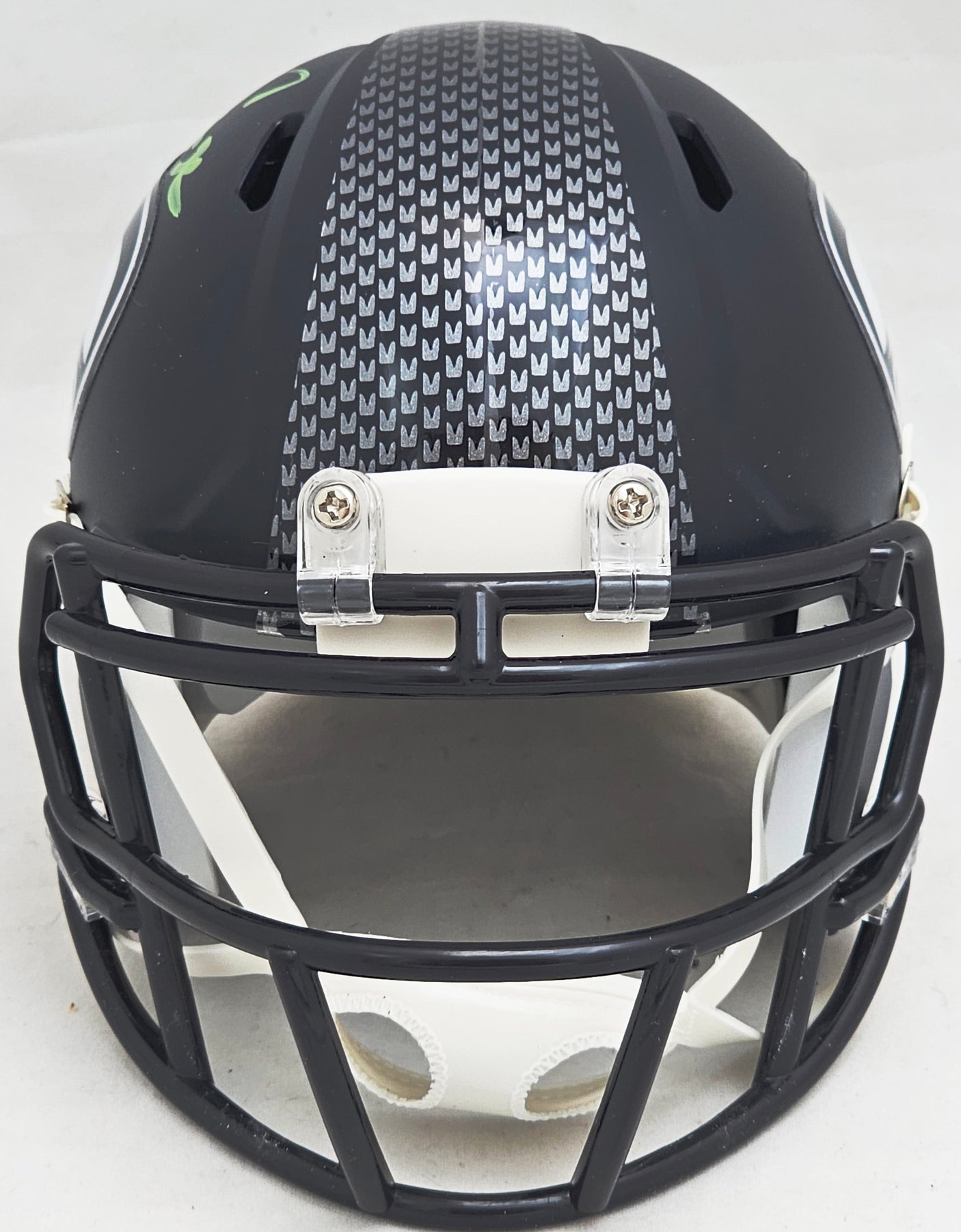 Chris Carson Autographed Seattle Seahawks Blue Speed Mini Helmet Fanatics Holo Stock #216813