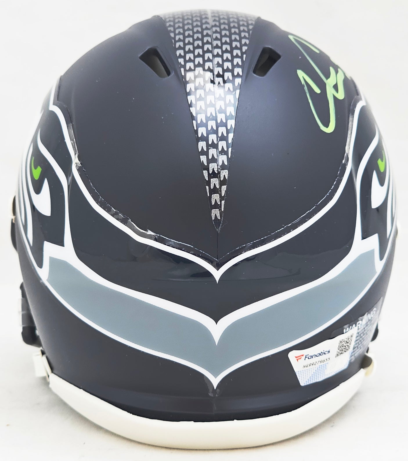 Chris Carson Autographed Seattle Seahawks Blue Speed Mini Helmet Fanatics Holo Stock #216813