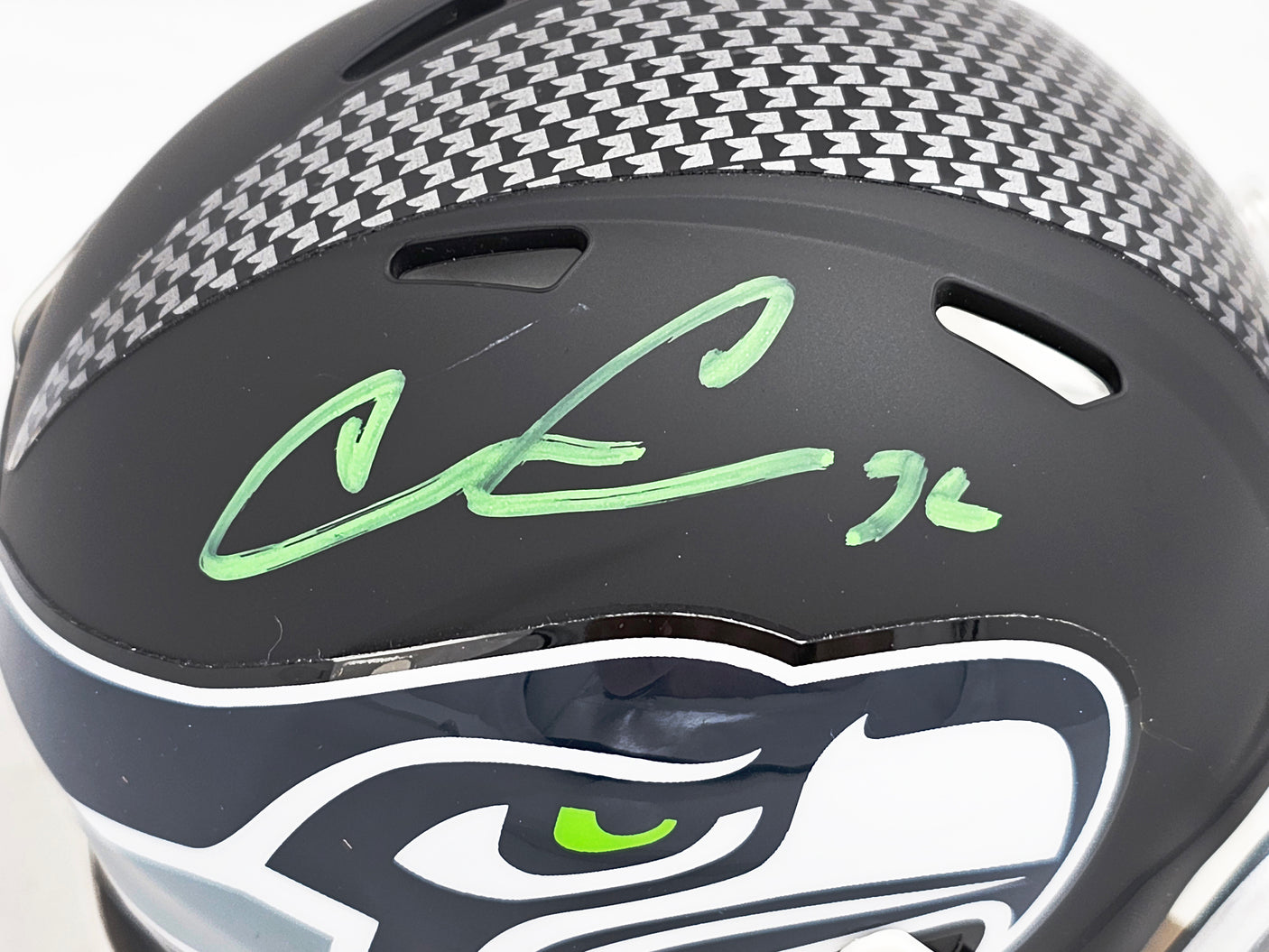 Chris Carson Autographed Seattle Seahawks Flat Matte Black Speed Mini Helmet Fanatics Holo Stock #216812