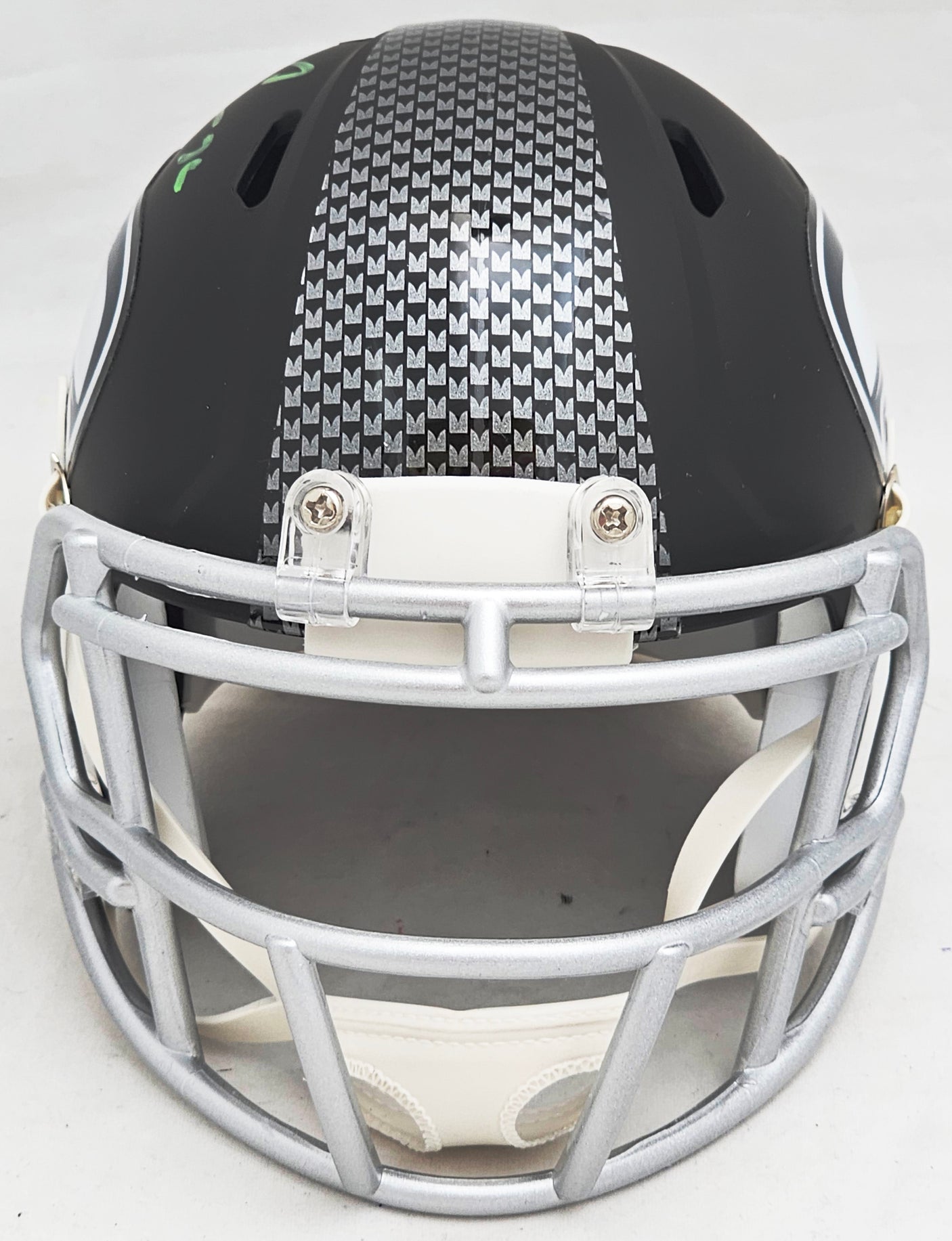 Chris Carson Autographed Seattle Seahawks Flat Matte Black Speed Mini Helmet Fanatics Holo Stock #216812