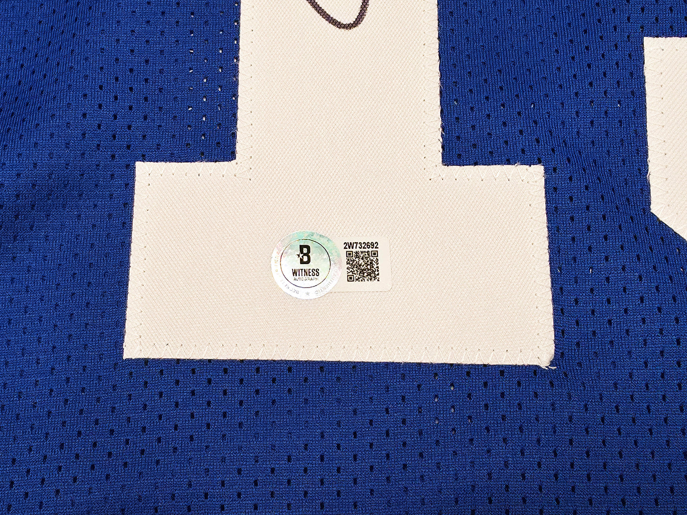 New York Giants Odell Beckham Jr. Autographed Blue Jersey Beckett BAS Witness Stock #246196