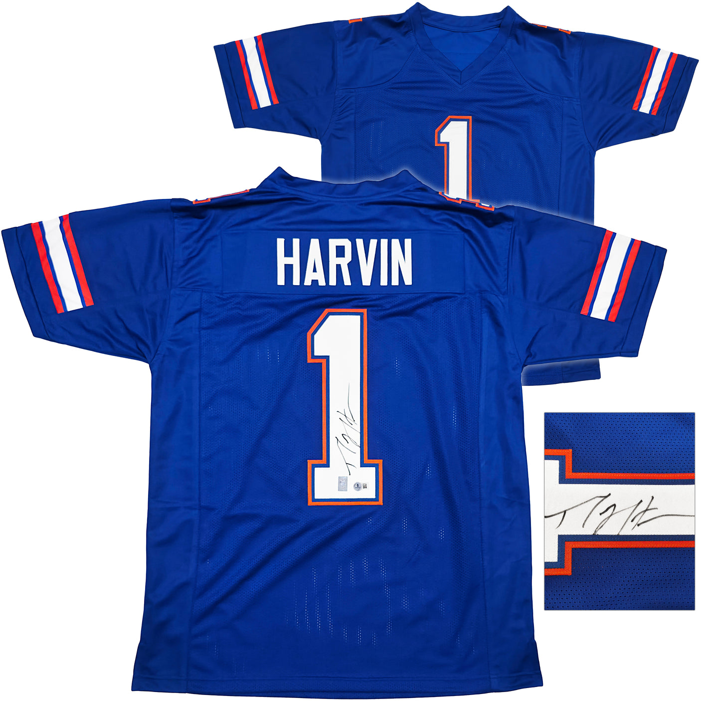 Florida Gators Percy Harvin Autographed Blue Jersey Beckett BAS QR Stock #246192