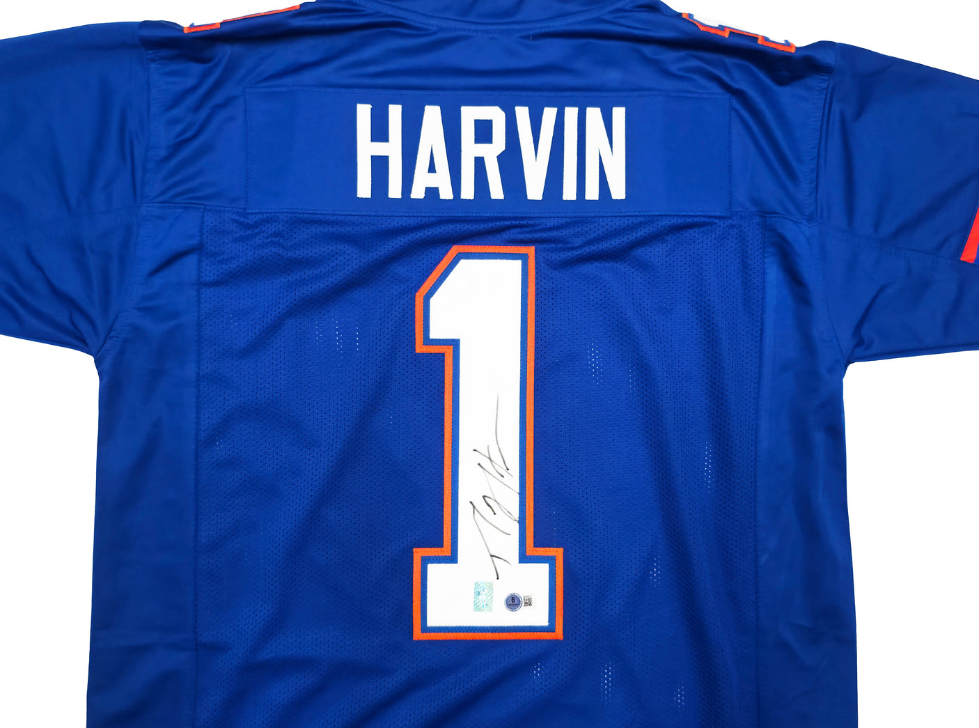 Florida Gators Percy Harvin Autographed Blue Jersey Beckett BAS QR Stock #246192