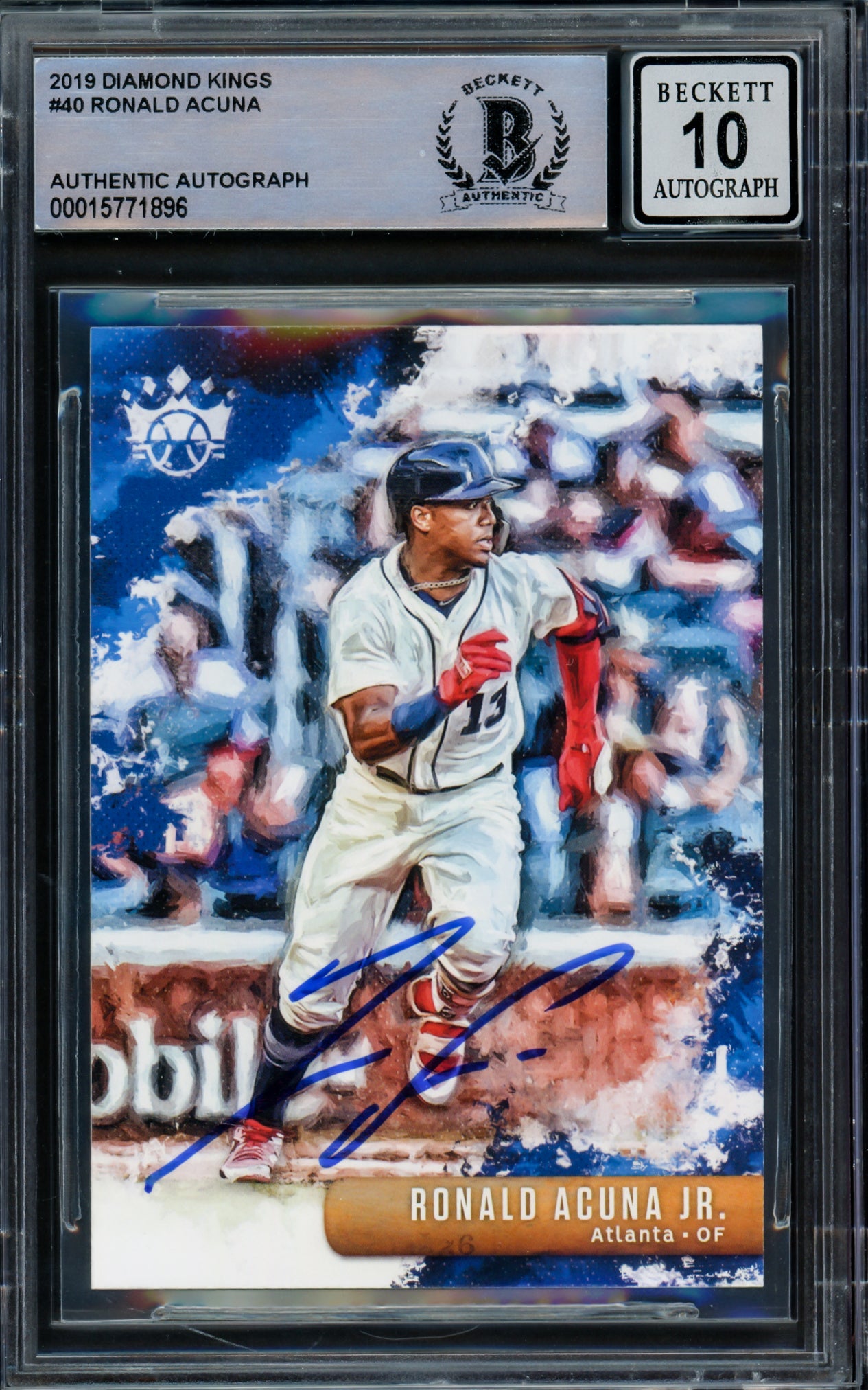 Ronald Acuna Jr. Autographed 2019 Panini Diamond Kings Card #40 Atlanta Braves Auto Grade Gem Mint 10 Beckett BAS #15771896