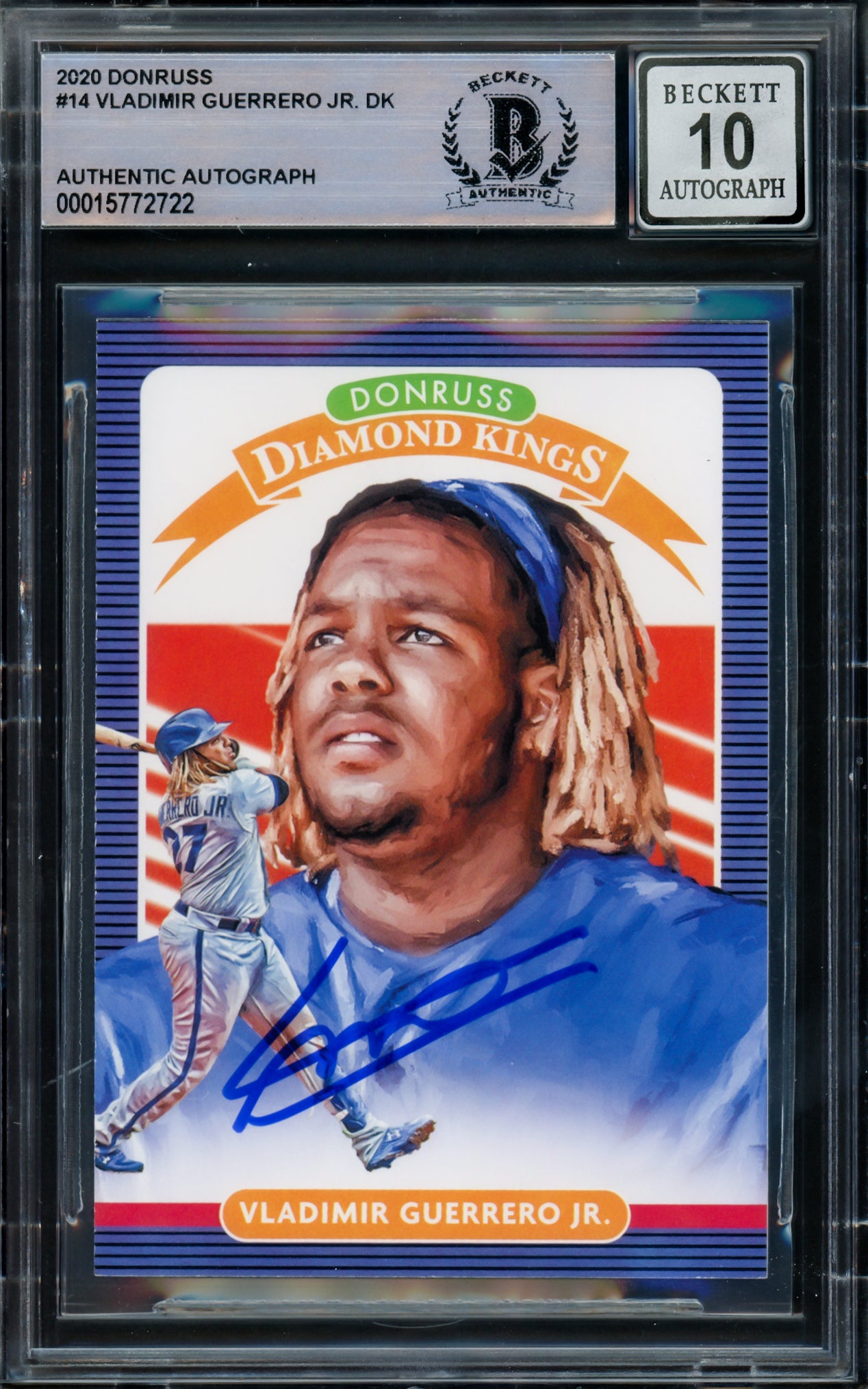 Vladimir Guerrero Jr. Autographed 2020 Donruss Diamond Kings Card #14 Toronto Blue Jays Auto Grade Gem Mint 10 Beckett BAS #15772722