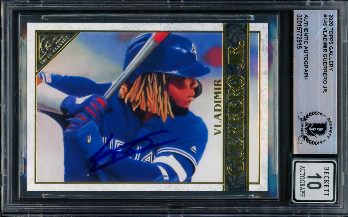 Vladimir Guerrero Jr. Autographed 2020 Topps Gallery Card #145 Toronto Blue Jays Auto Grade Gem Mint 10 Beckett BAS #15772915