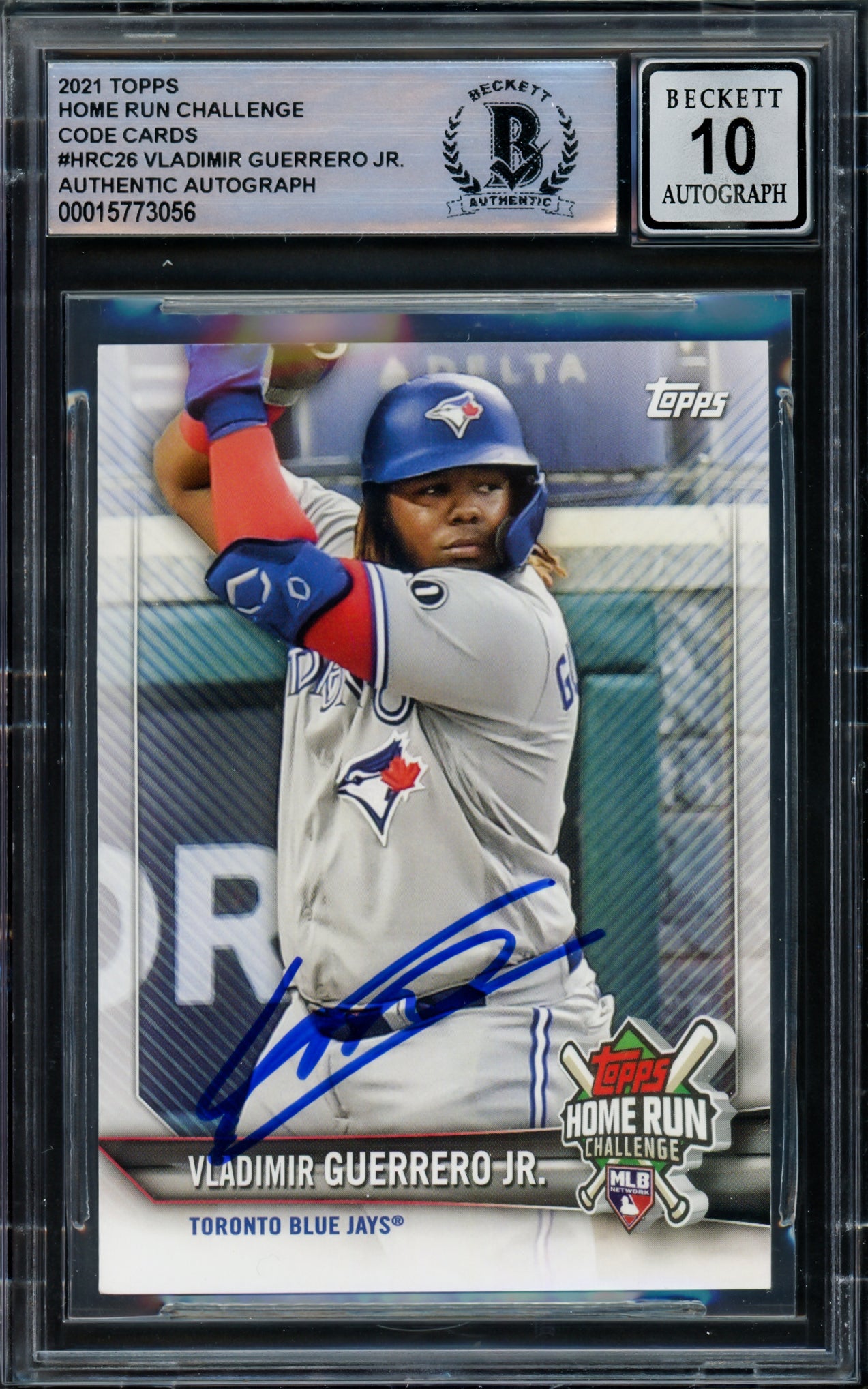 Vladimir Guerrero Jr. Autographed 2021 Topps Home Run Challenge Card #HRC-26 Toronto Blue Jays Auto Grade Gem Mint 10 Beckett BAS #15773056